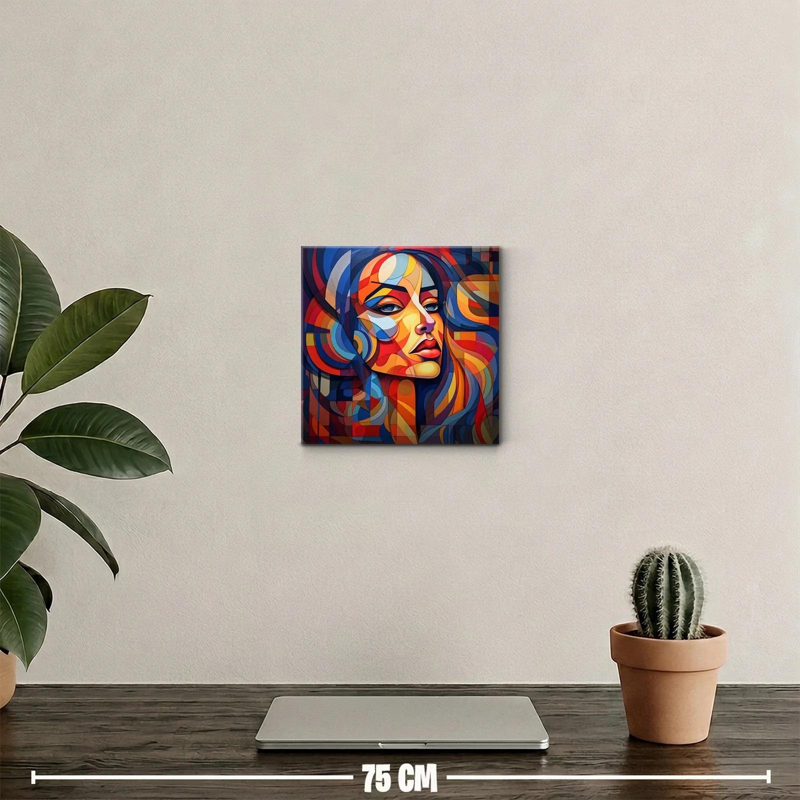 Retrato abstracto vibrante con rostro femenino expresivo — miniatura 2