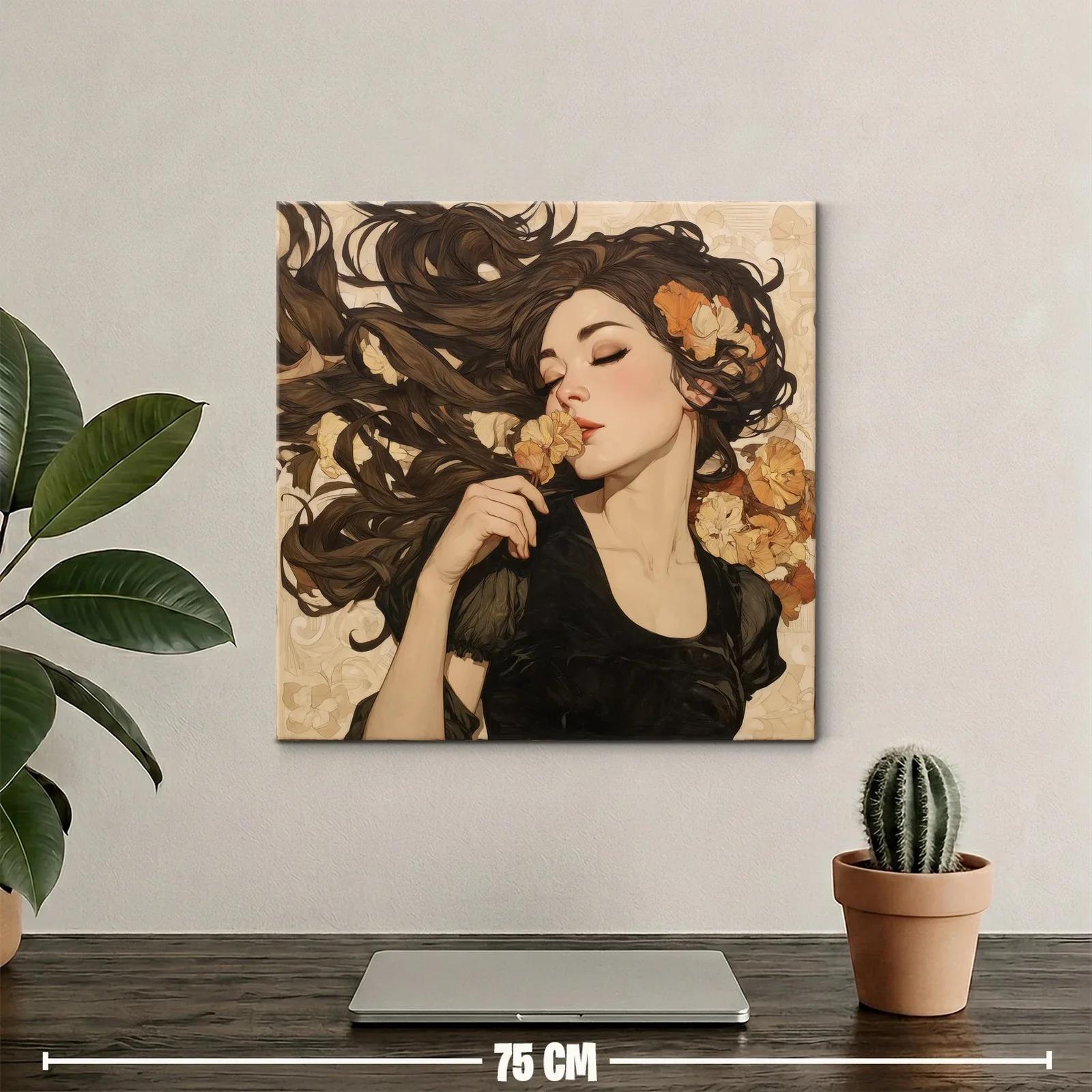 Retrato femenino con flores y melena al viento — miniatura 2