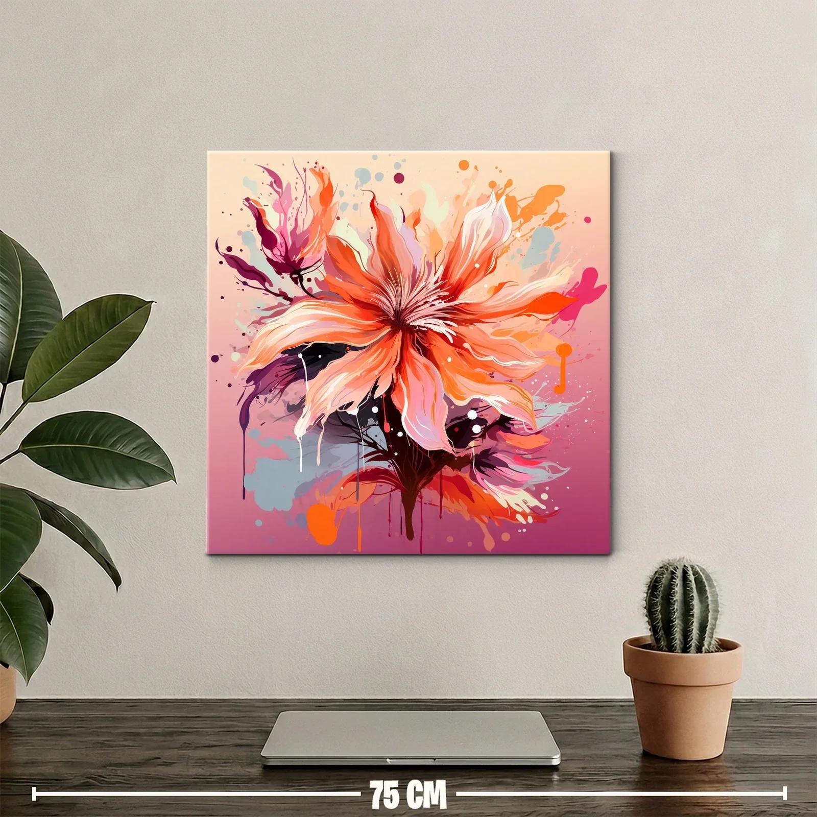 Cuadro floral vibrante con tonos cálidos y modernos — miniatura 2