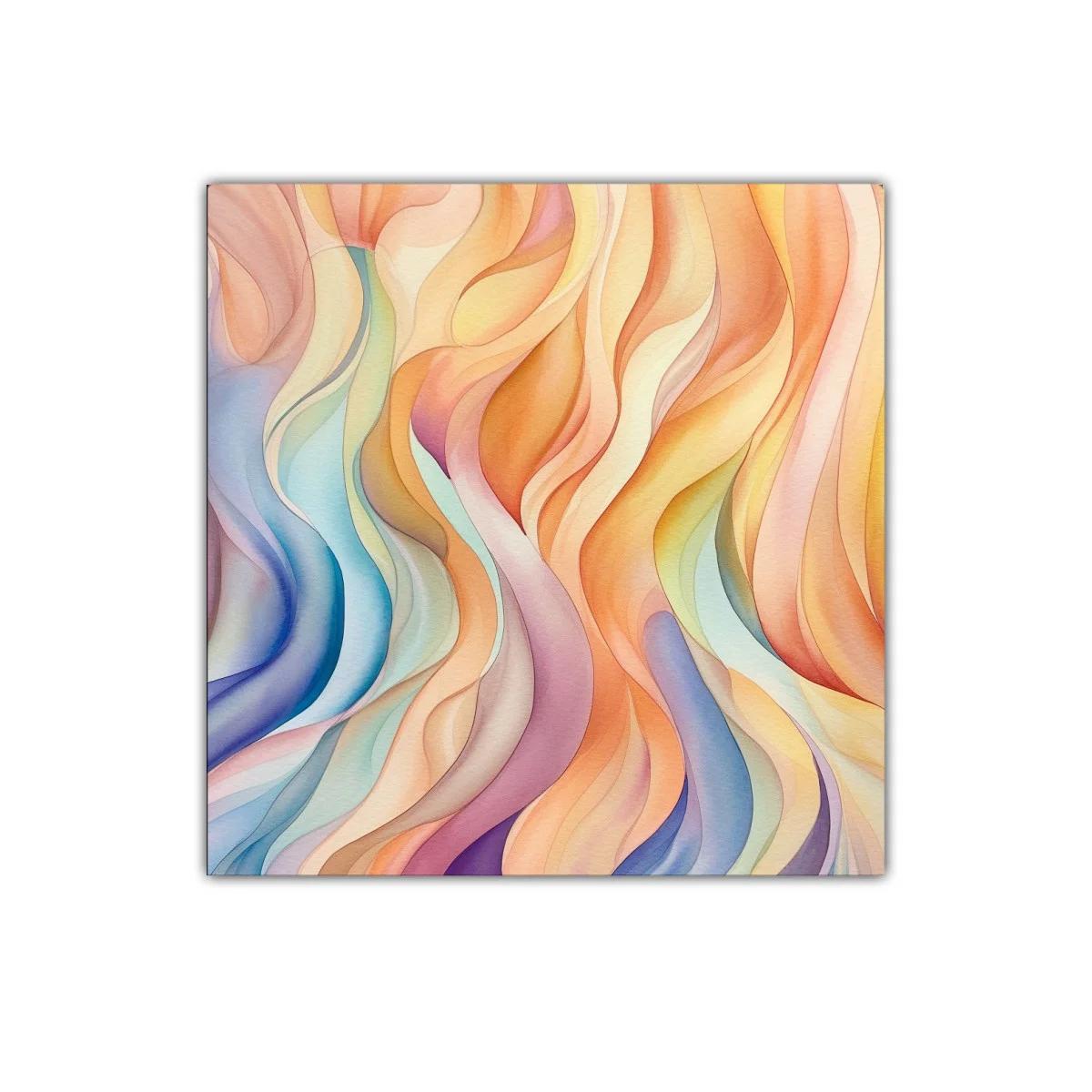 Cuadro abstracto en tonos cálidos y fríos con movimiento fluido — imagen principal