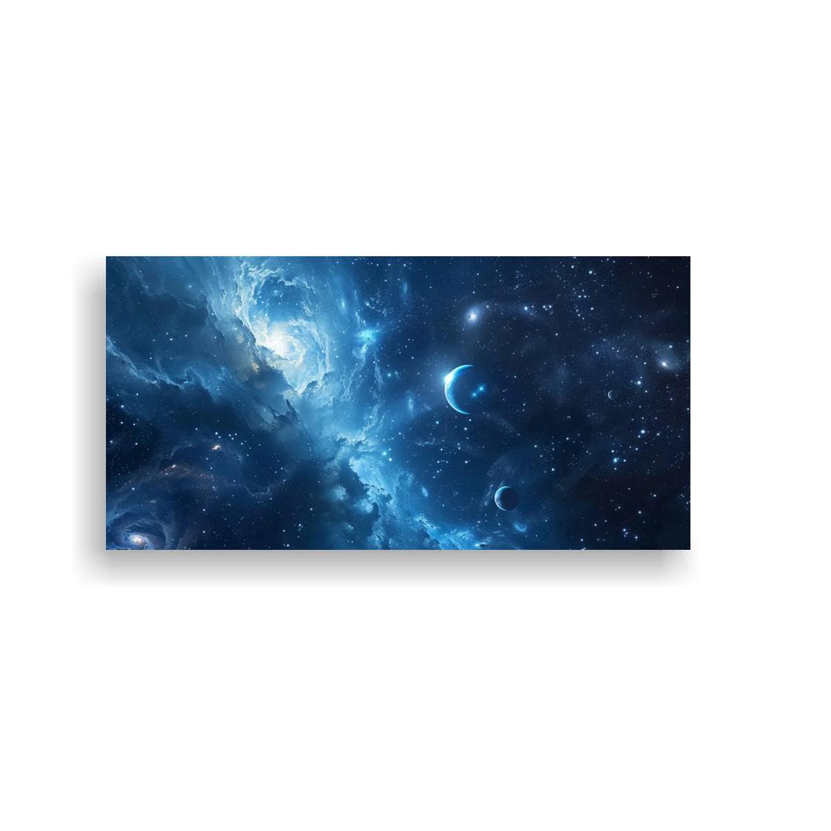 Cuadro nebulosa espacial con lunas crecientes