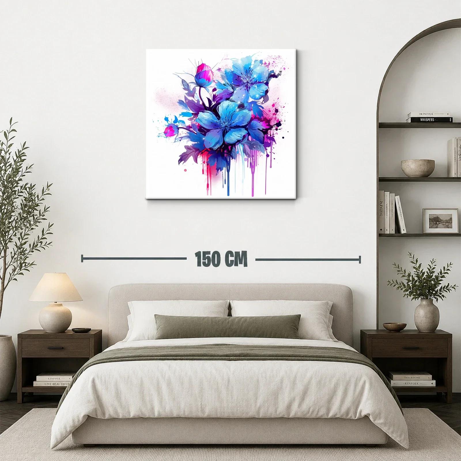 Ramo vibrante de flores azules con acentos fucsia — miniatura 3