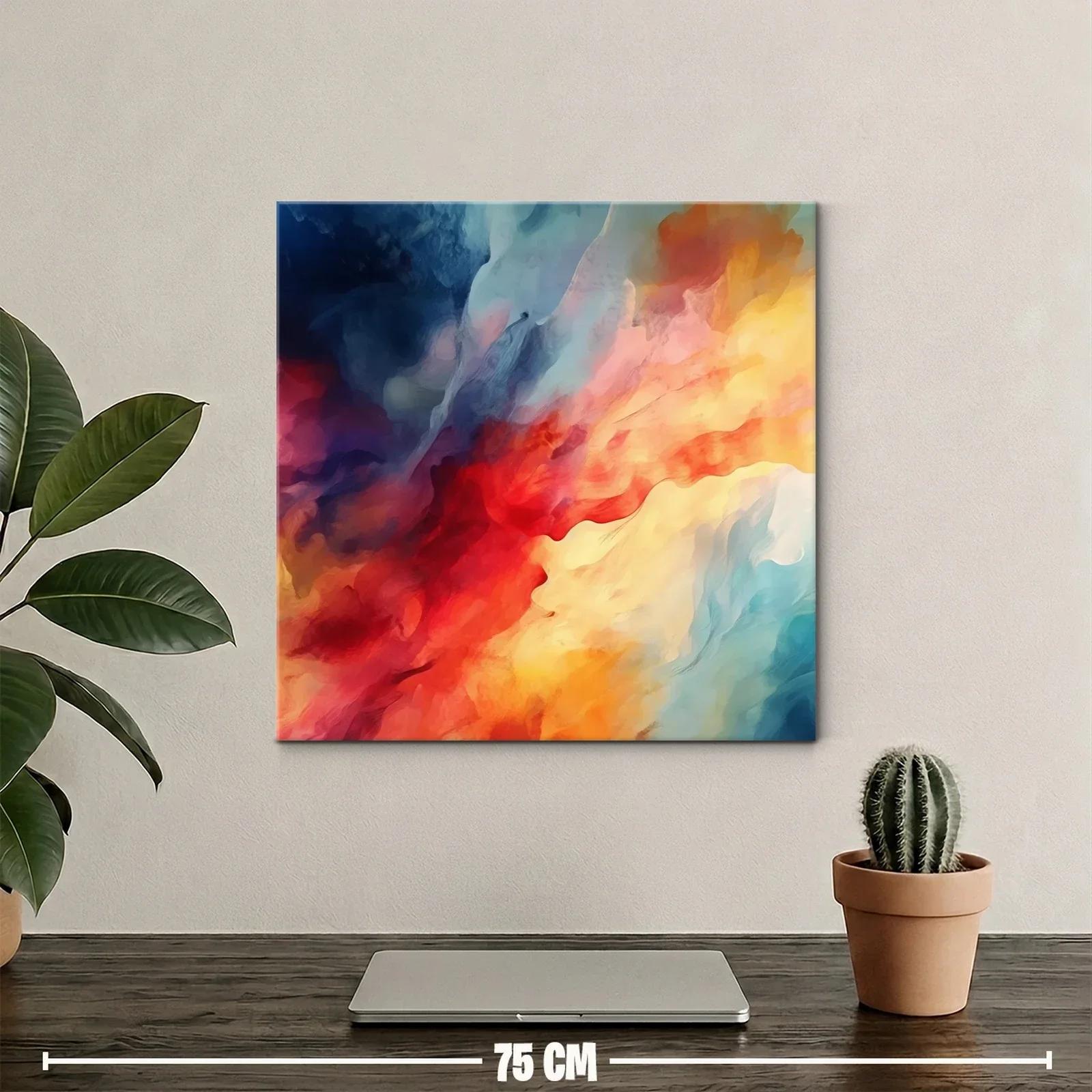 Cuadro abstracto con vibrantes tonos cálidos y fríos — miniatura 2