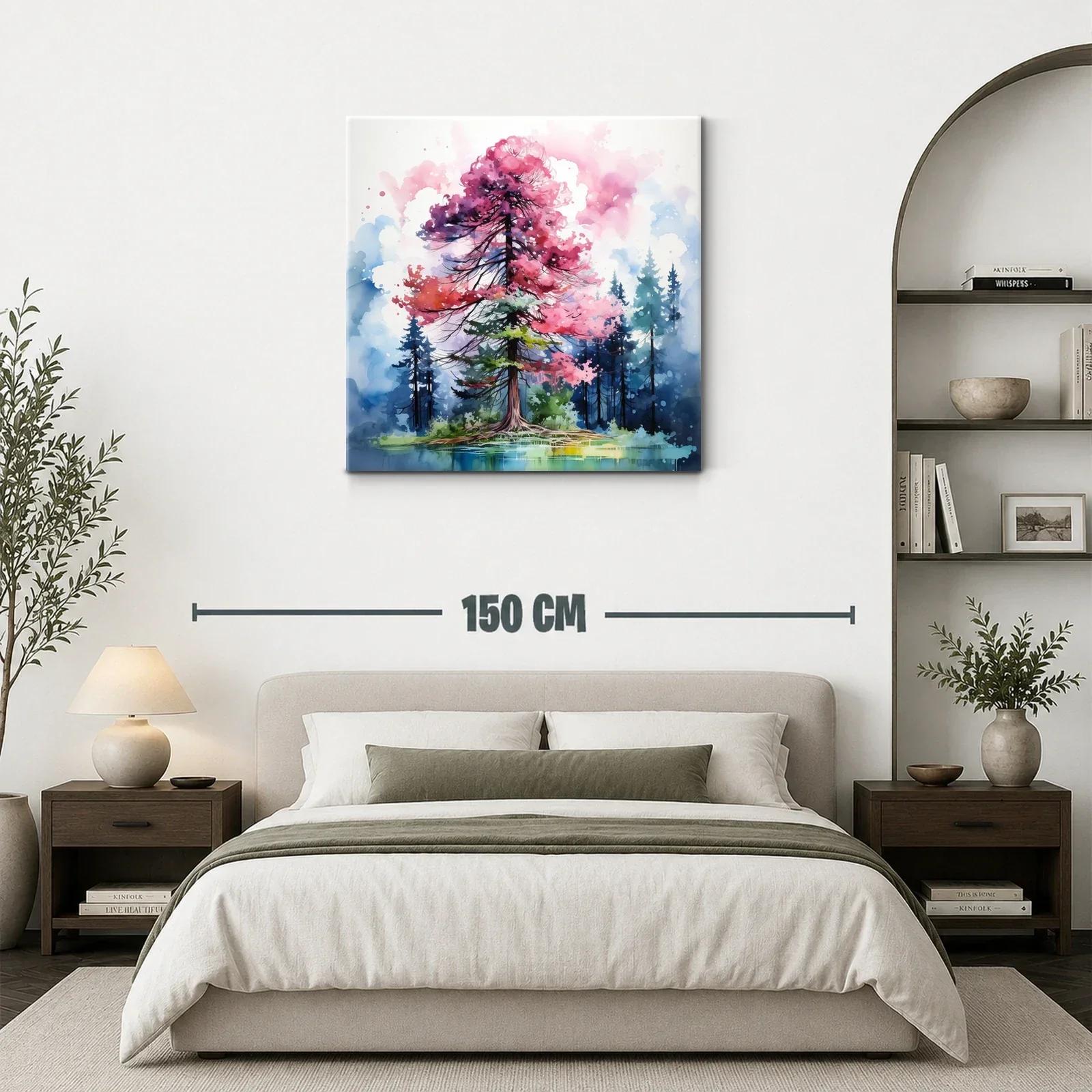 Árbol vibrante con tonos rosados y fondo azul intenso — miniatura 3