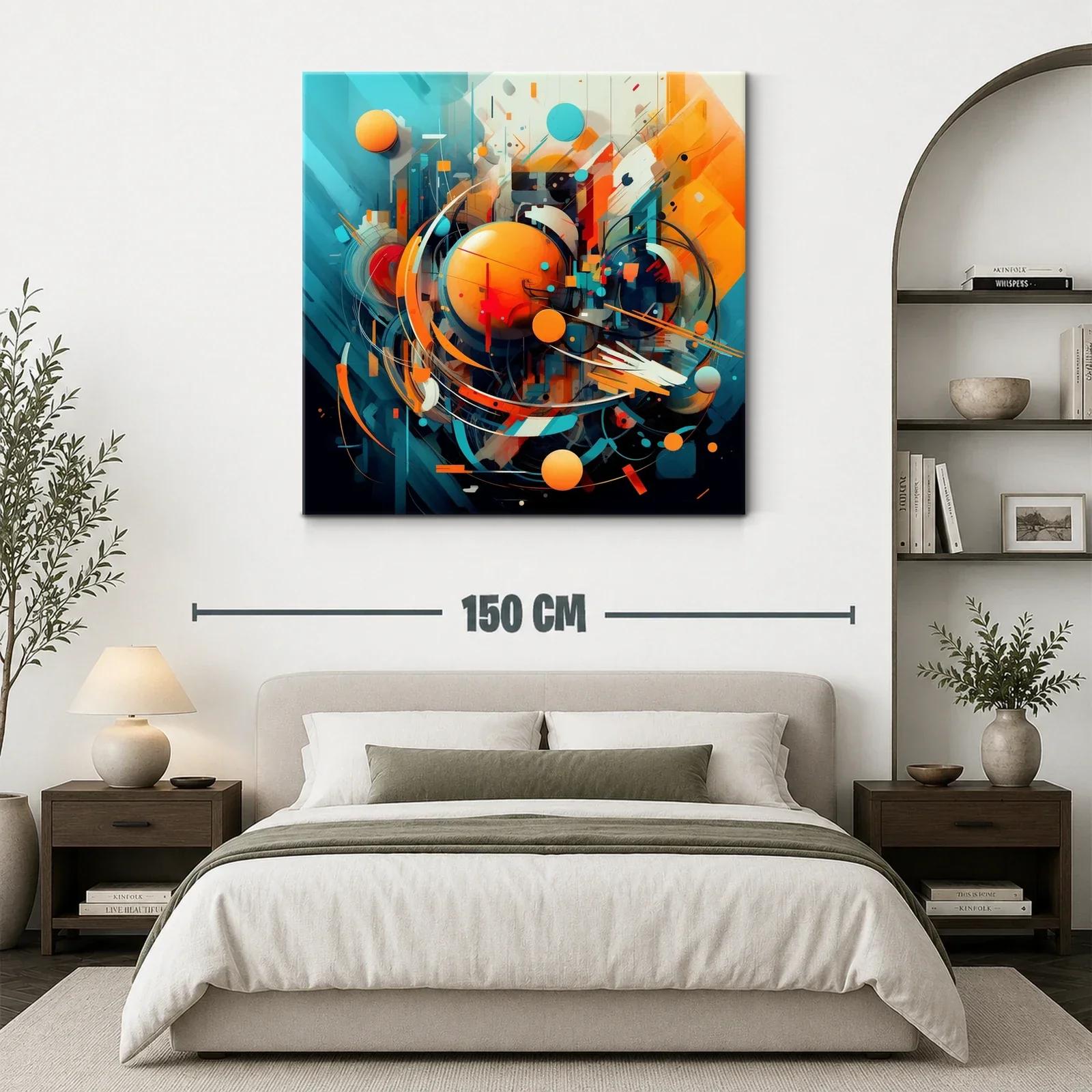 Cuadro abstracto con formas circulares y paleta vibrante — miniatura 3