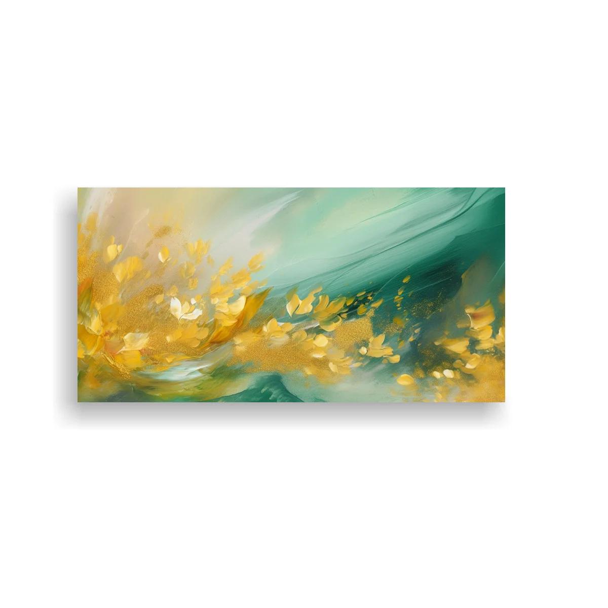 Cuadro flores amarillas abstractas con barrido diagonal