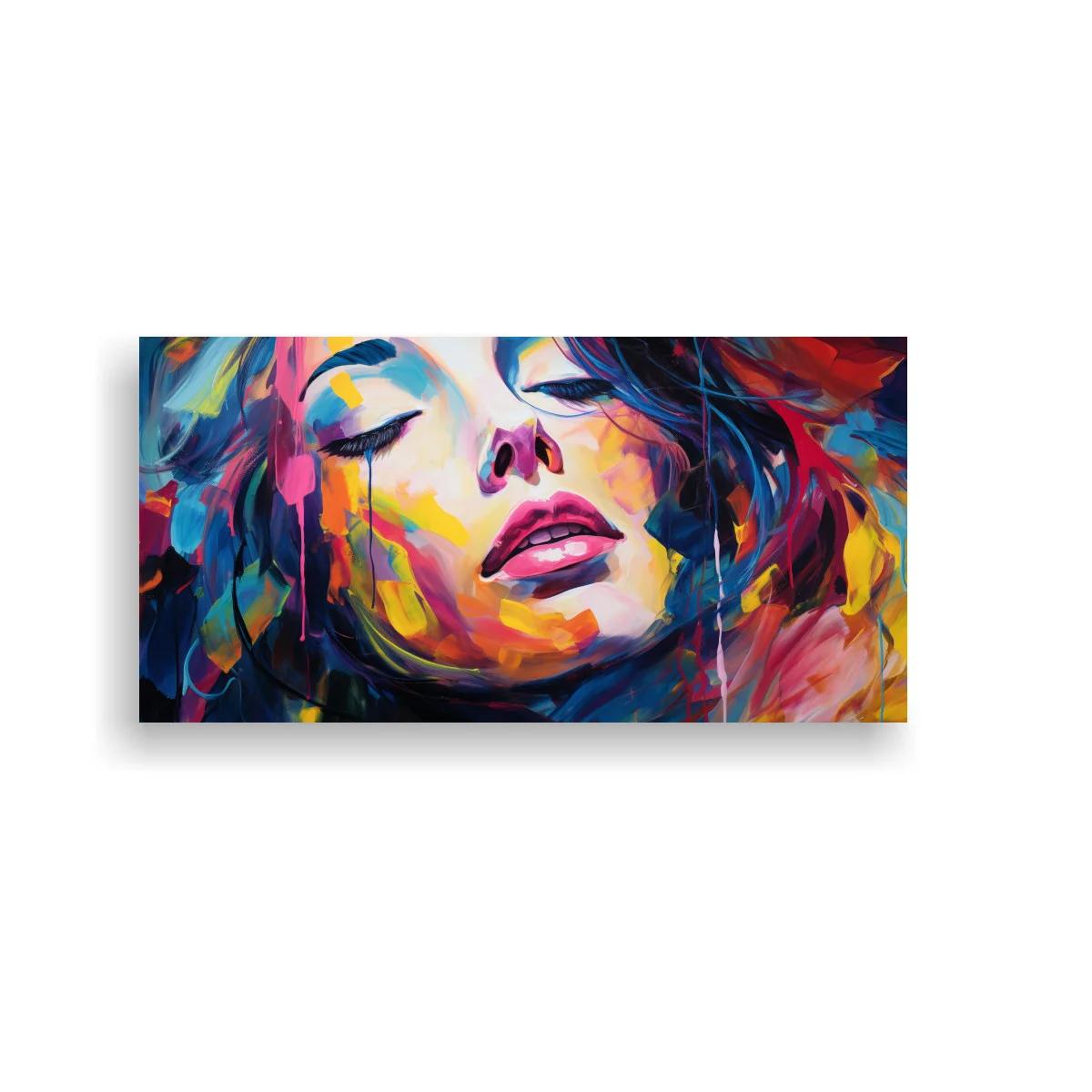 Cuadro rostro de mujer con ojos cerrados y mejillas en color