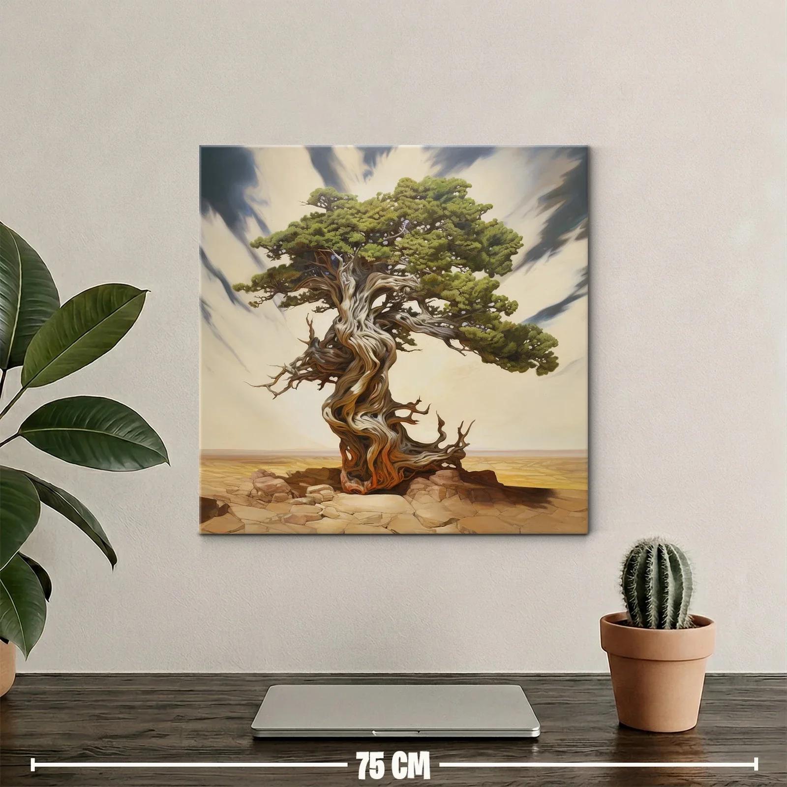 Árbol retorcido en paisaje desértico con cielo dramático — miniatura 2