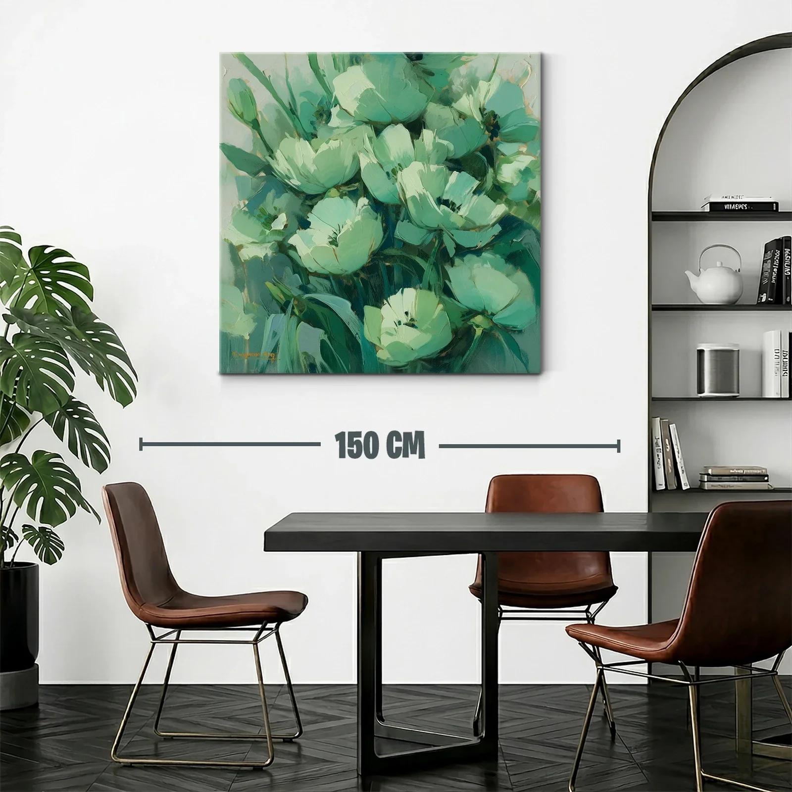Cuadro floral en tonos verdes para un ambiente sereno — miniatura 2