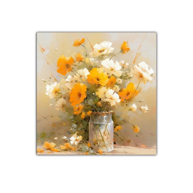 Cuadro decorativo flores blancas y amarillas suaves