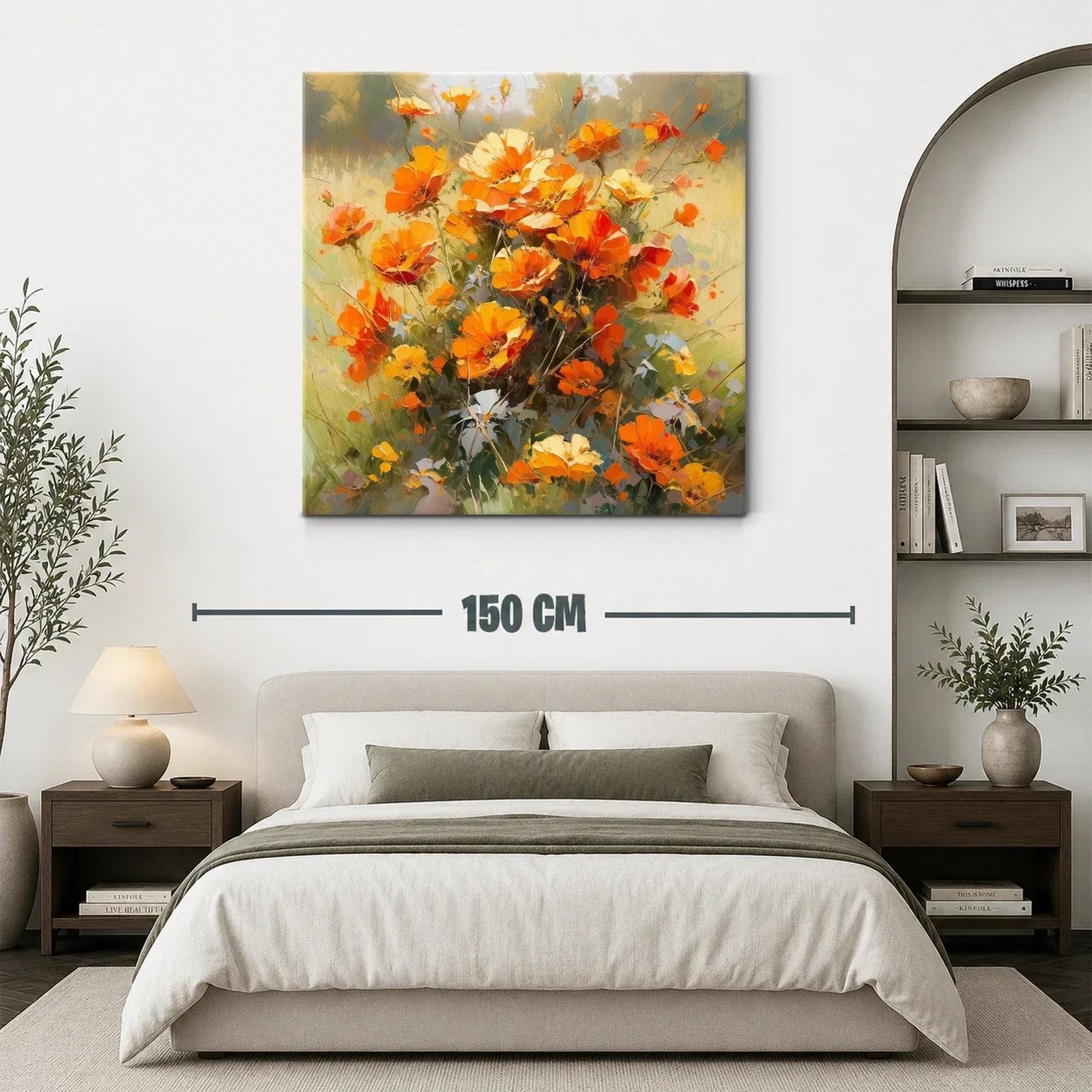 Cuadro floral con vibrantes tonos naranjas y amarillos — miniatura 3