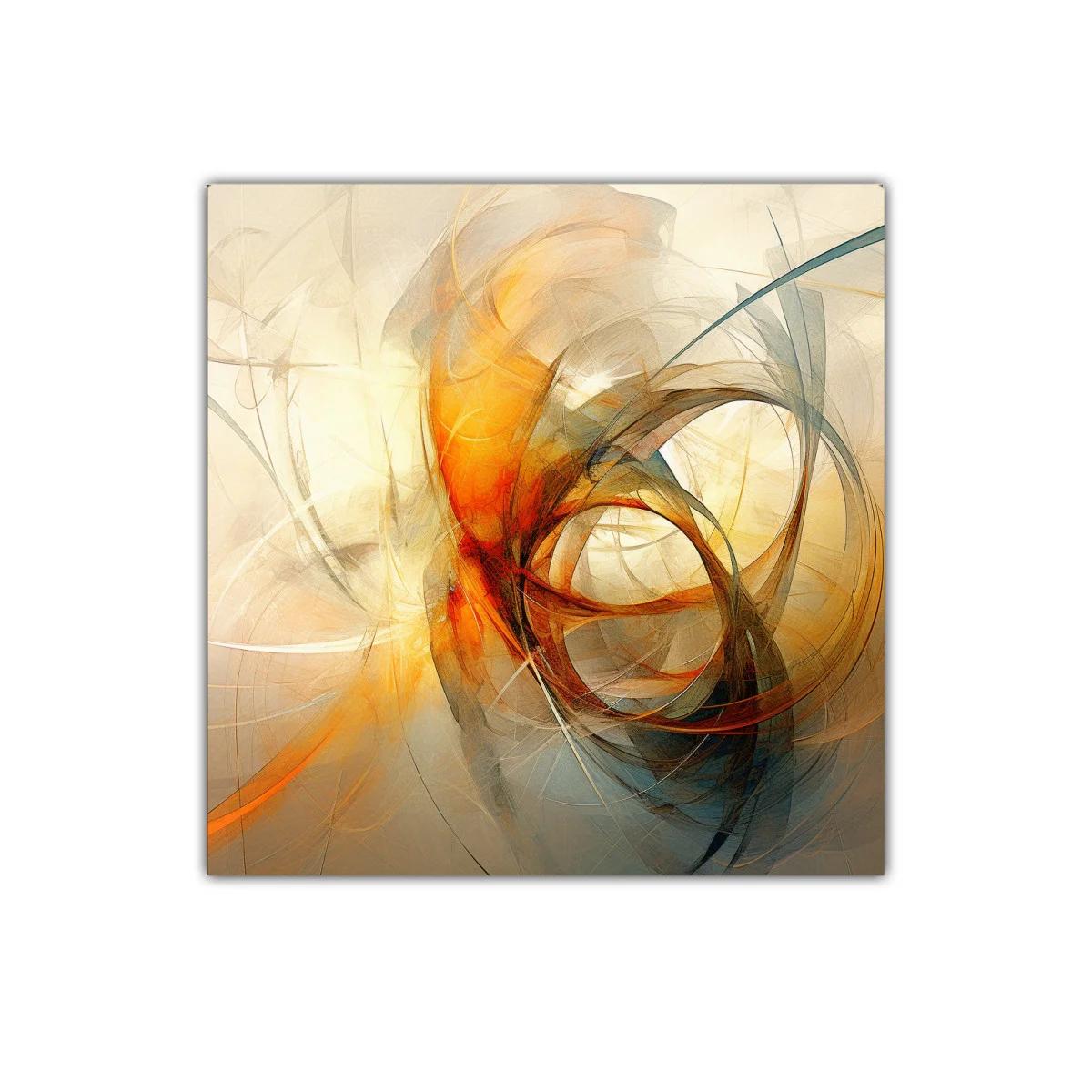 Cuadro Abstracto en Tonos Cálidos con Formas Dinámicas