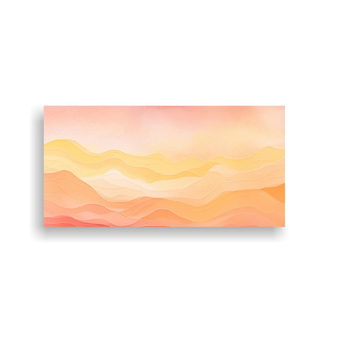 Cuadro paisaje abstracto de colinas onduladas en tonos melocotón