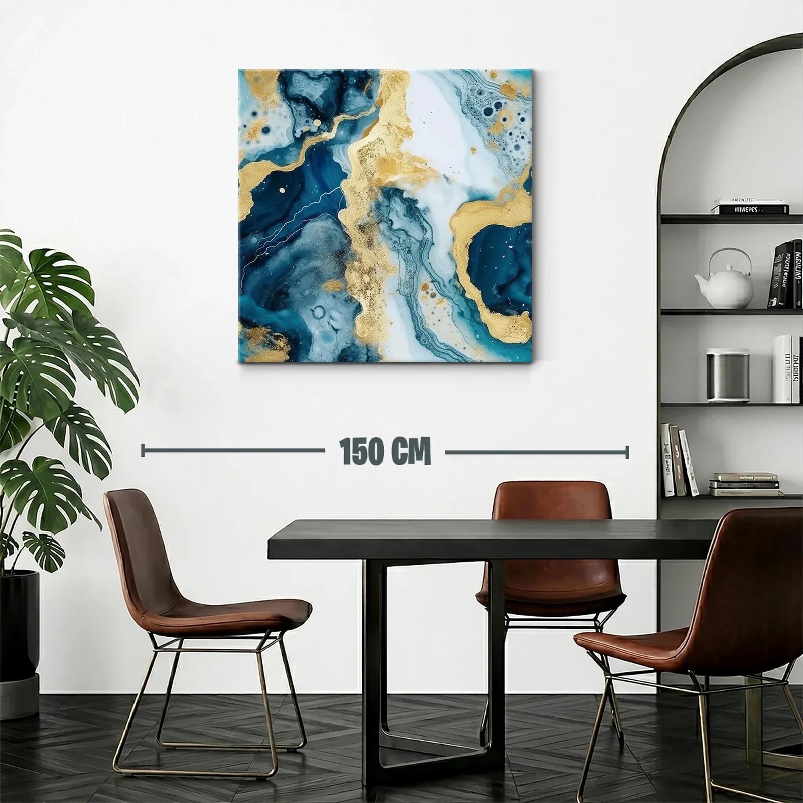 Arte abstracto en tonos azules y dorados sofisticados — miniatura 2