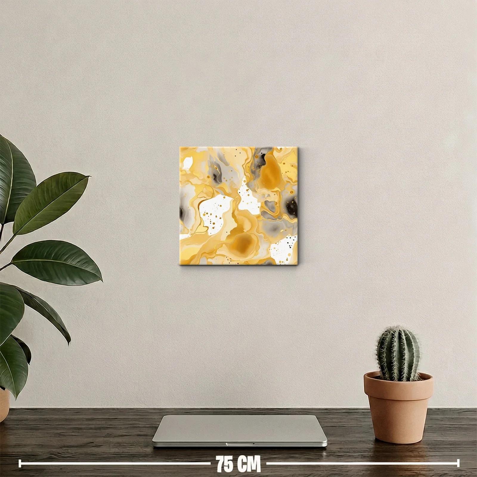Cuadro abstracto en tonos dorados y grises para decoración elegante — miniatura 2