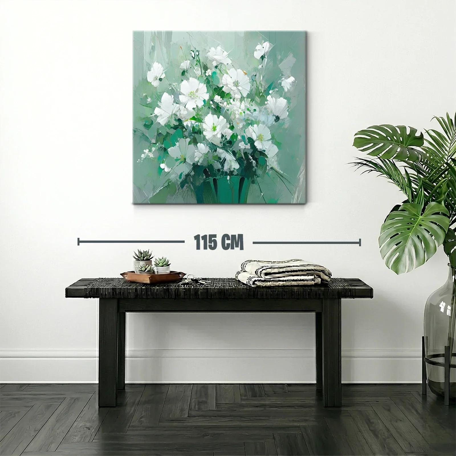 Ramo de flores blancas con fondo verde suave — miniatura 2