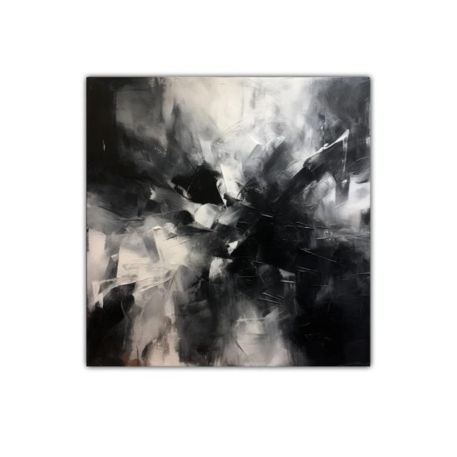 Cuadro abstracto en blanco y negro con impacto visual