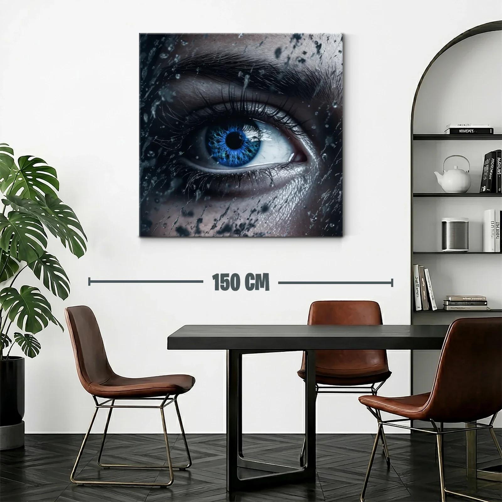 Impactante mirada azul con gotas en primer plano — miniatura 2