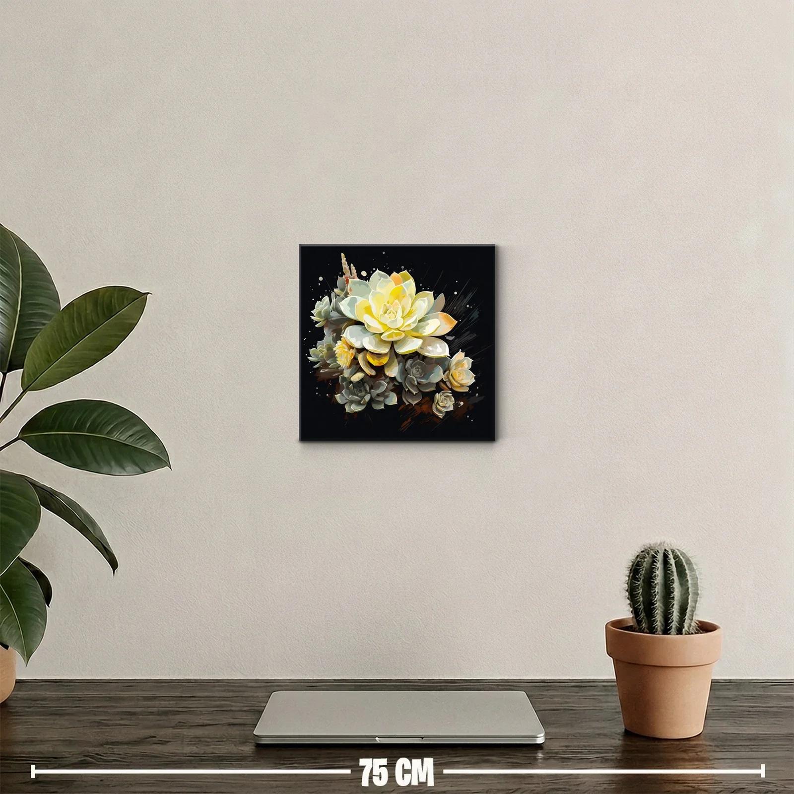 Cuadro decorativo con suculentas en tonos amarillos y verdes — miniatura 2