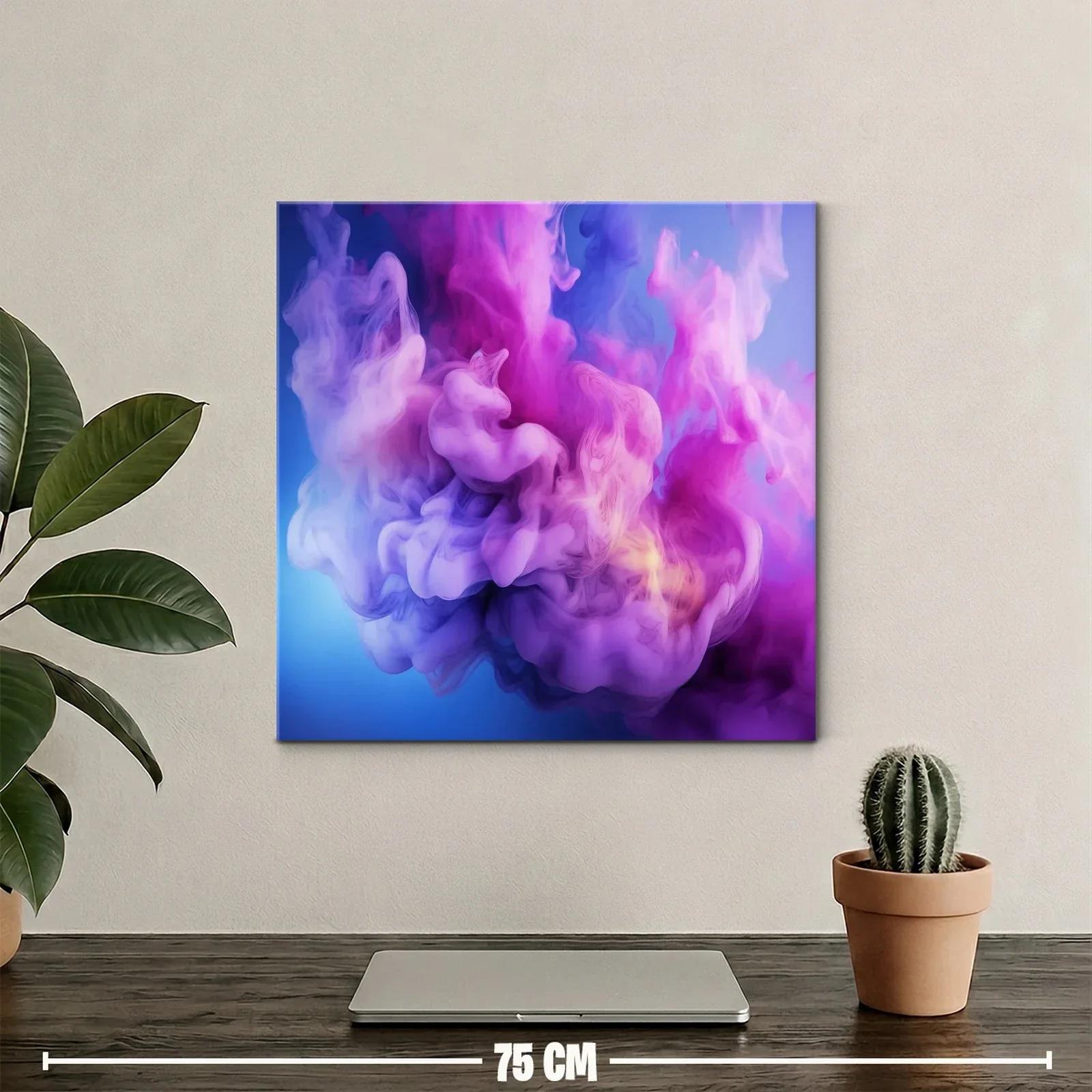 Cuadro abstracto con movimiento en tonos lila y azul — miniatura 2