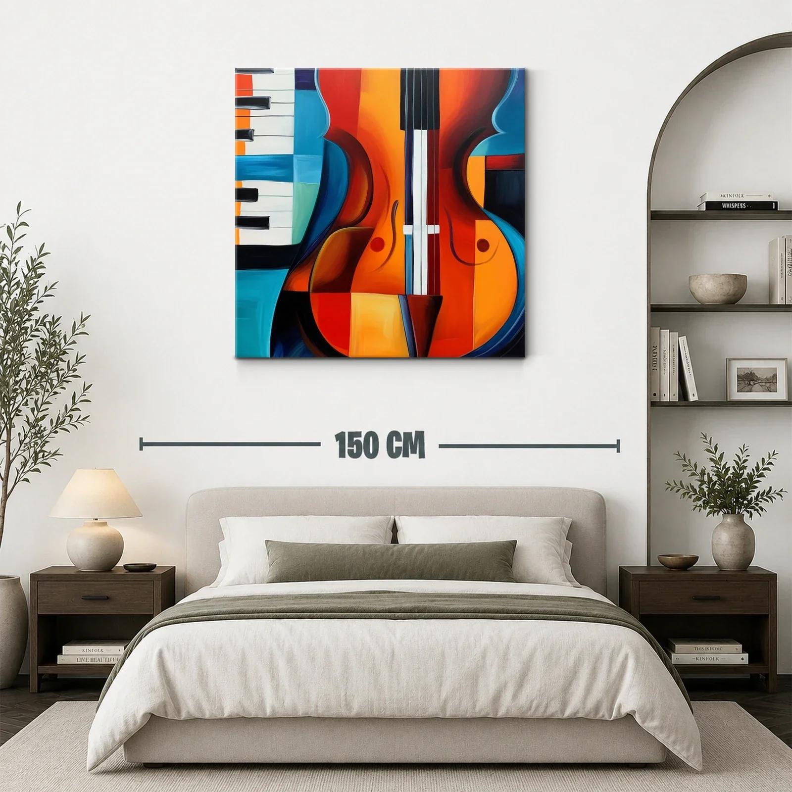 Arte vibrante con guitarra y piano en tonos cálidos y fríos — miniatura 3