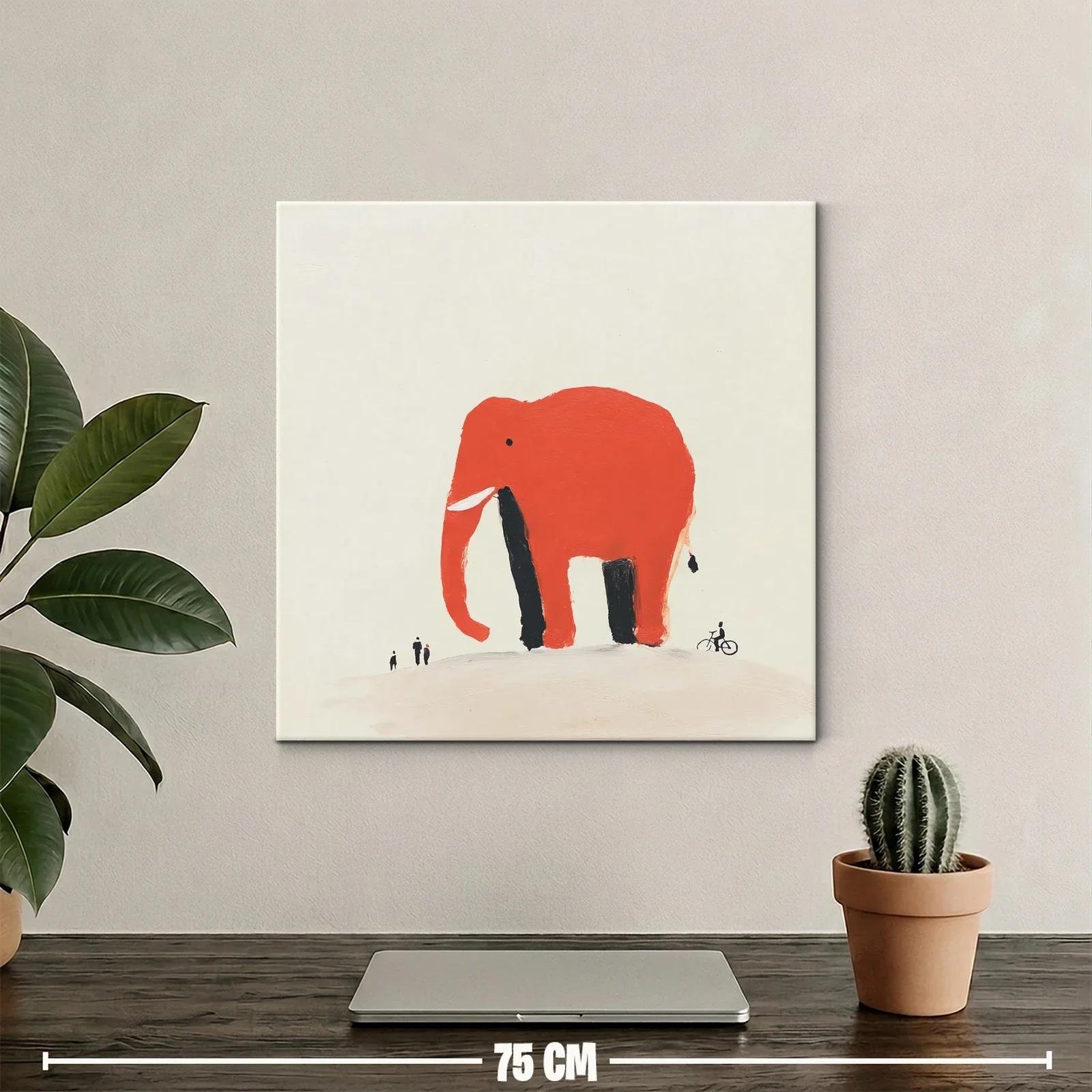 Elefante rojo sobre colina con figuras pequeñas — miniatura 2
