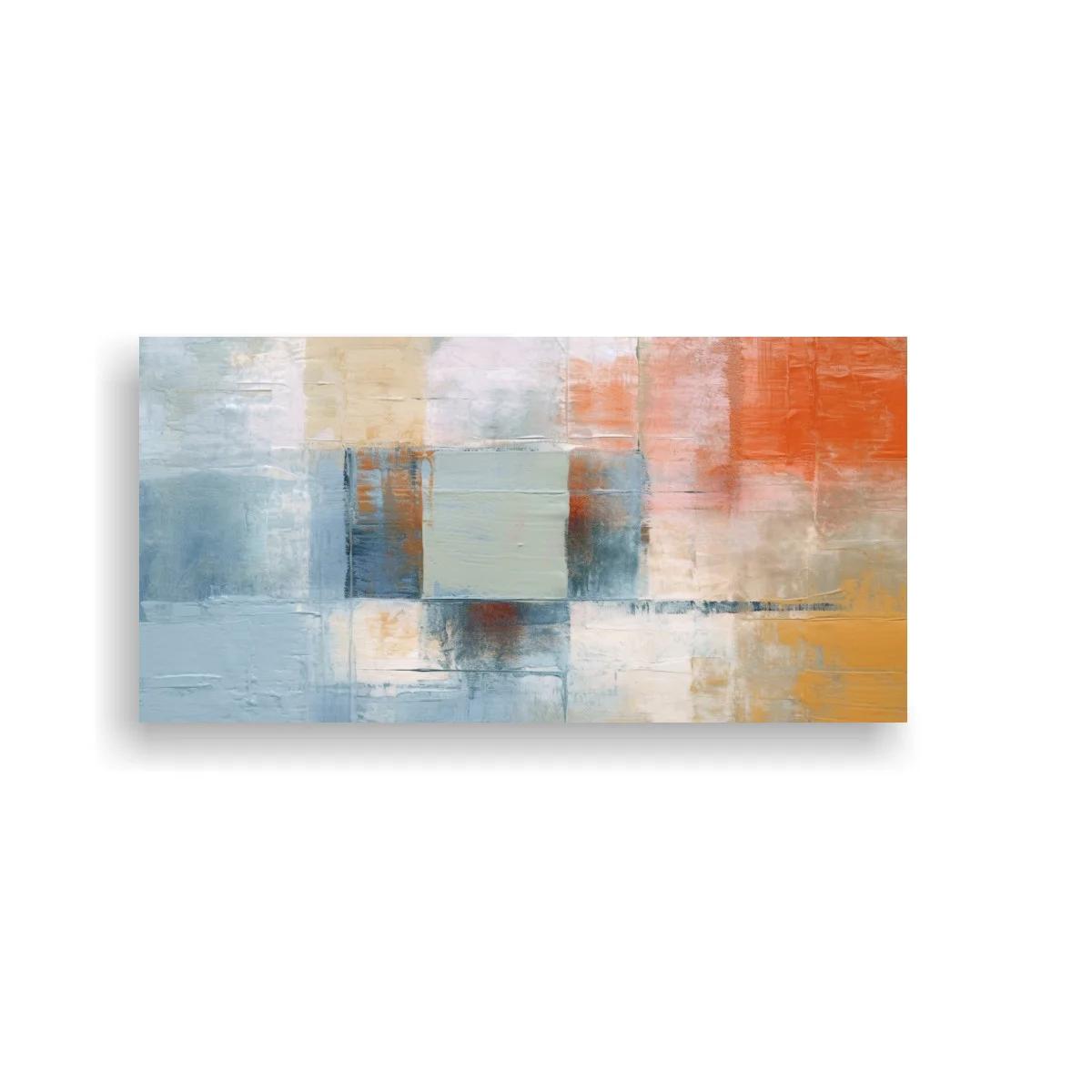 Cuadro abstracto de rectángulos y manchas en capas amplias