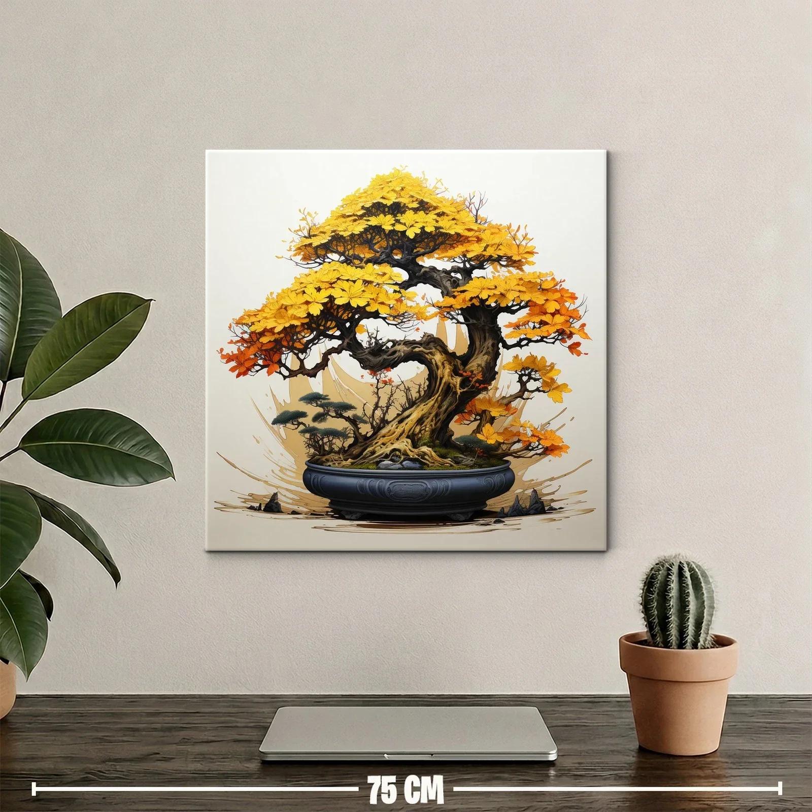 Árbol Bonsái con Hojas en Tonos Otoñales Amarillos y Naranjas — miniatura 2