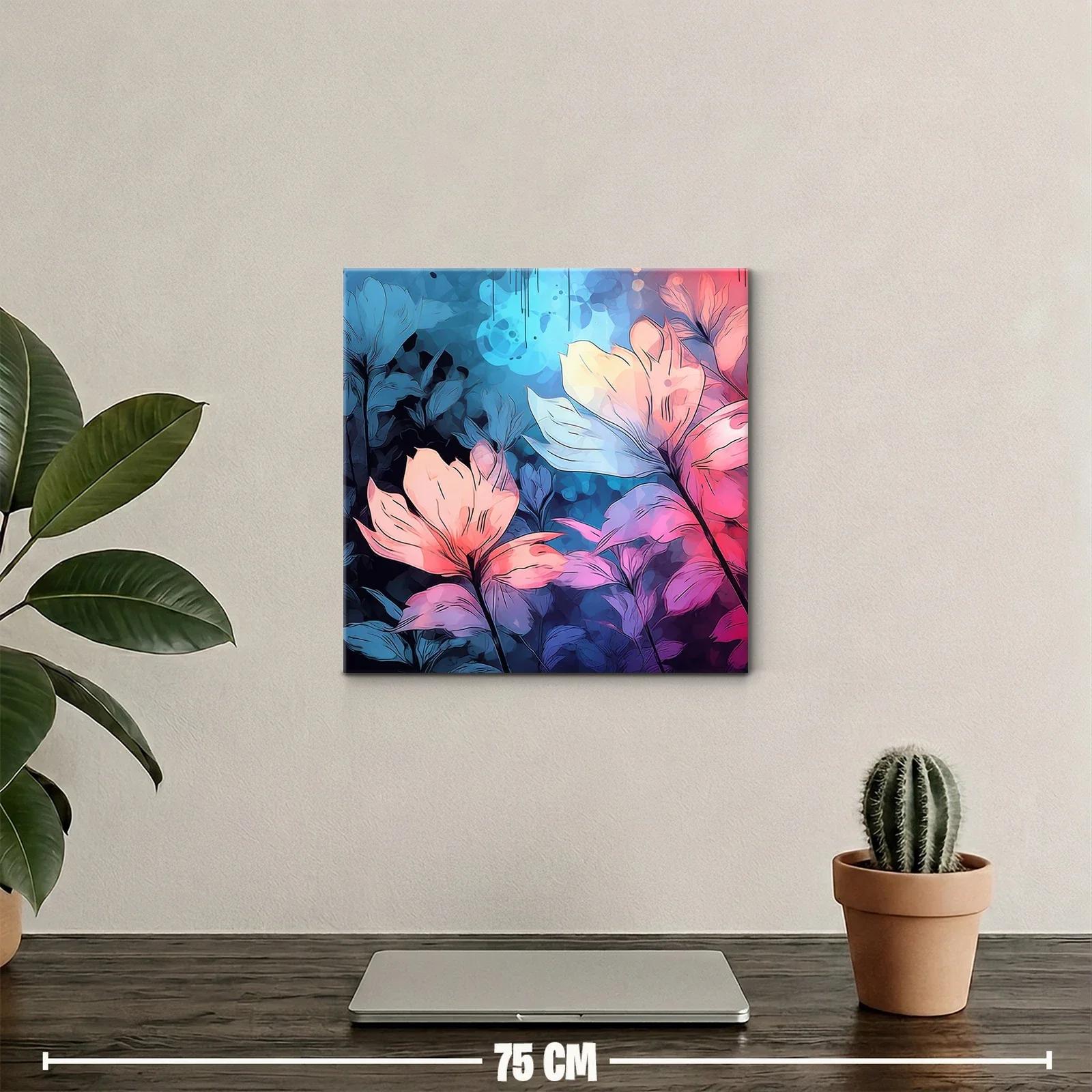 Flores vibrantes en tonos rosa y azul con estilo moderno — miniatura 2