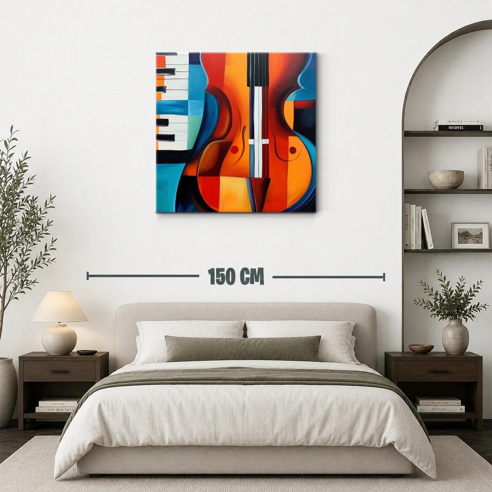 Arte vibrante con guitarra y piano en tonos cálidos y fríos — miniatura 3