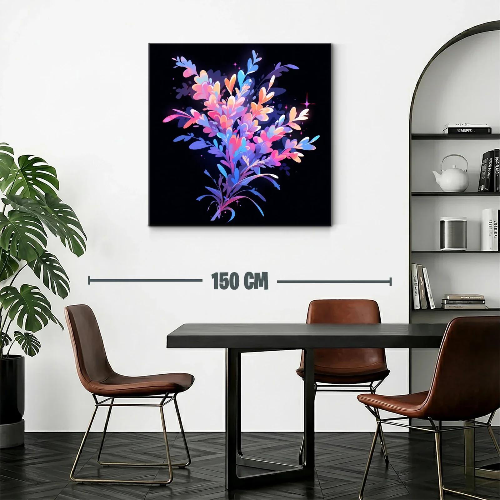 Cuadro abstracto en tonos rosas y azules vibrantes — miniatura 2