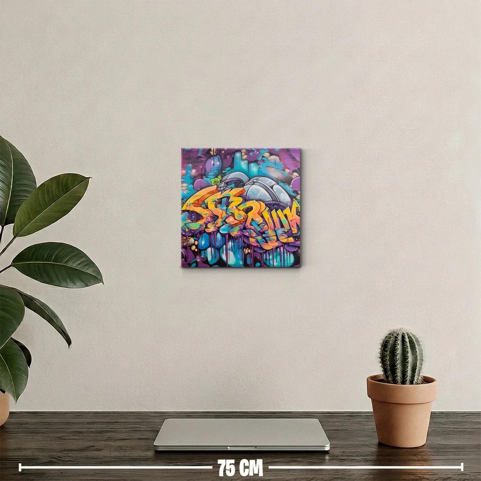 Cuadro decorativo graffiti colorido urbano vibrante — miniatura 2