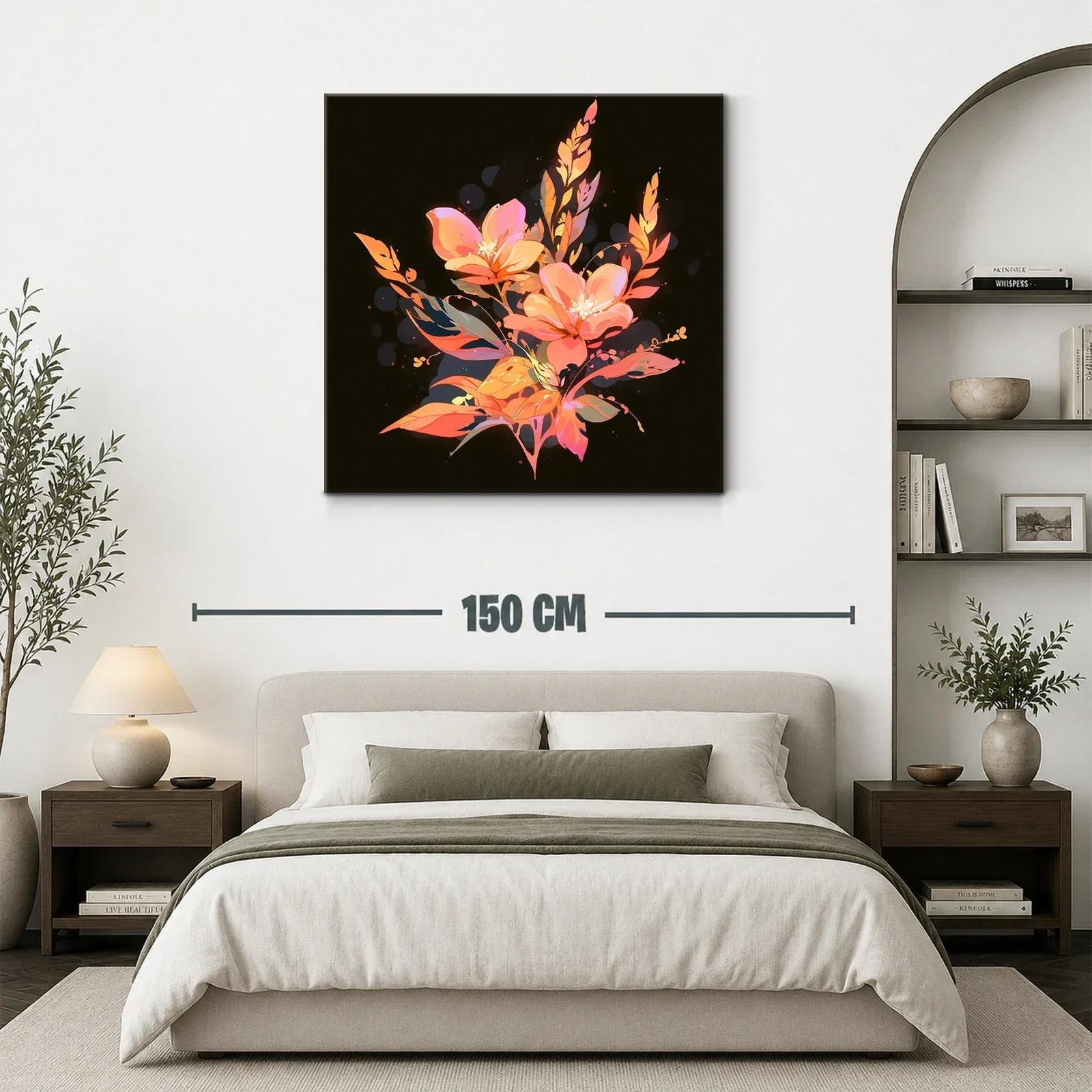 Composición floral vibrante con tonos cálidos sobre fondo oscuro — miniatura 3