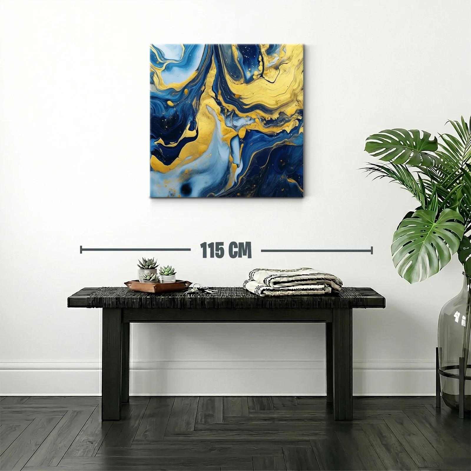 Abstracto en azul y dorado con movimiento fluido y elegante — miniatura 2