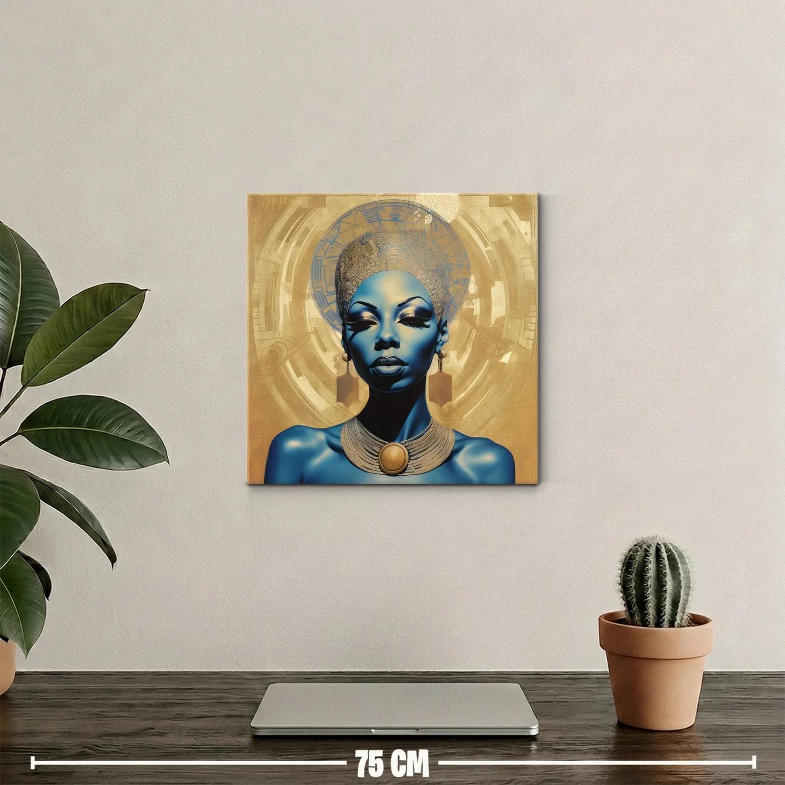 Retrato elegante con halo dorado y tonos azules intensos — miniatura 2