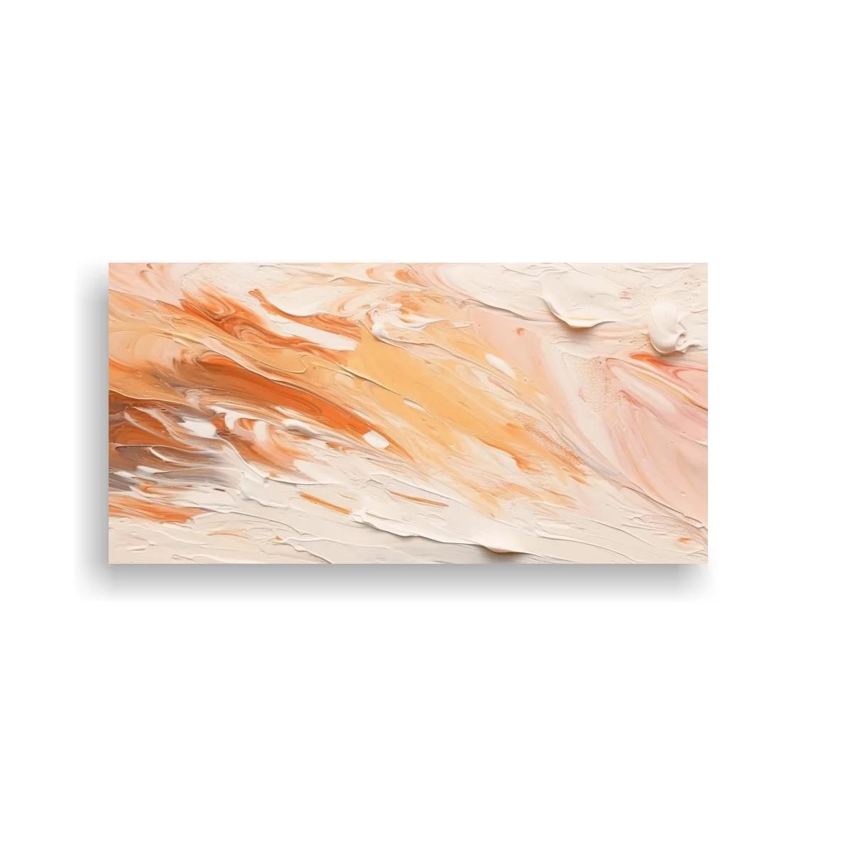 Cuadro textura abstracta coral y beige con barridos gestuales — imagen principal