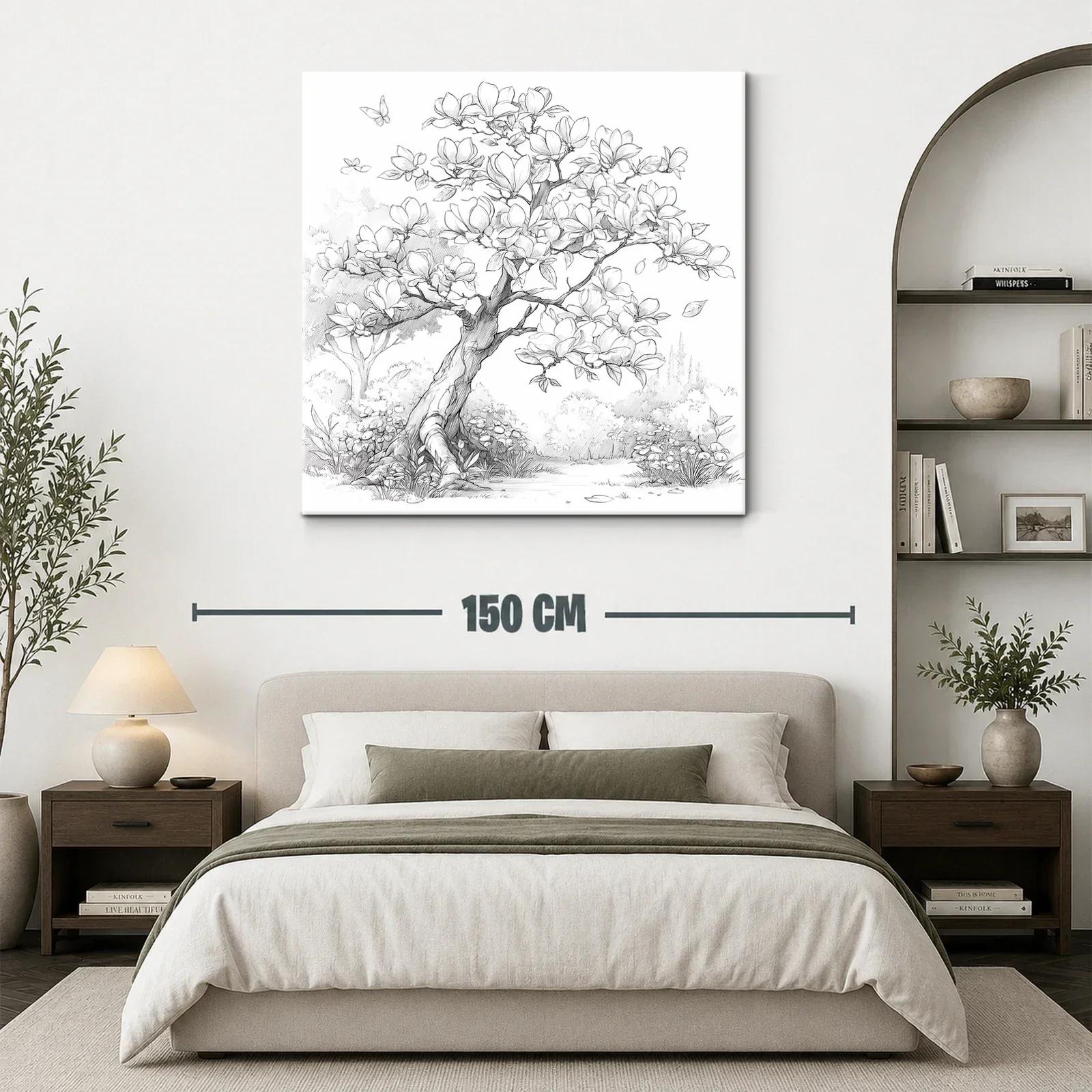 Árbol de magnolia en dibujo delicado y natural — miniatura 3