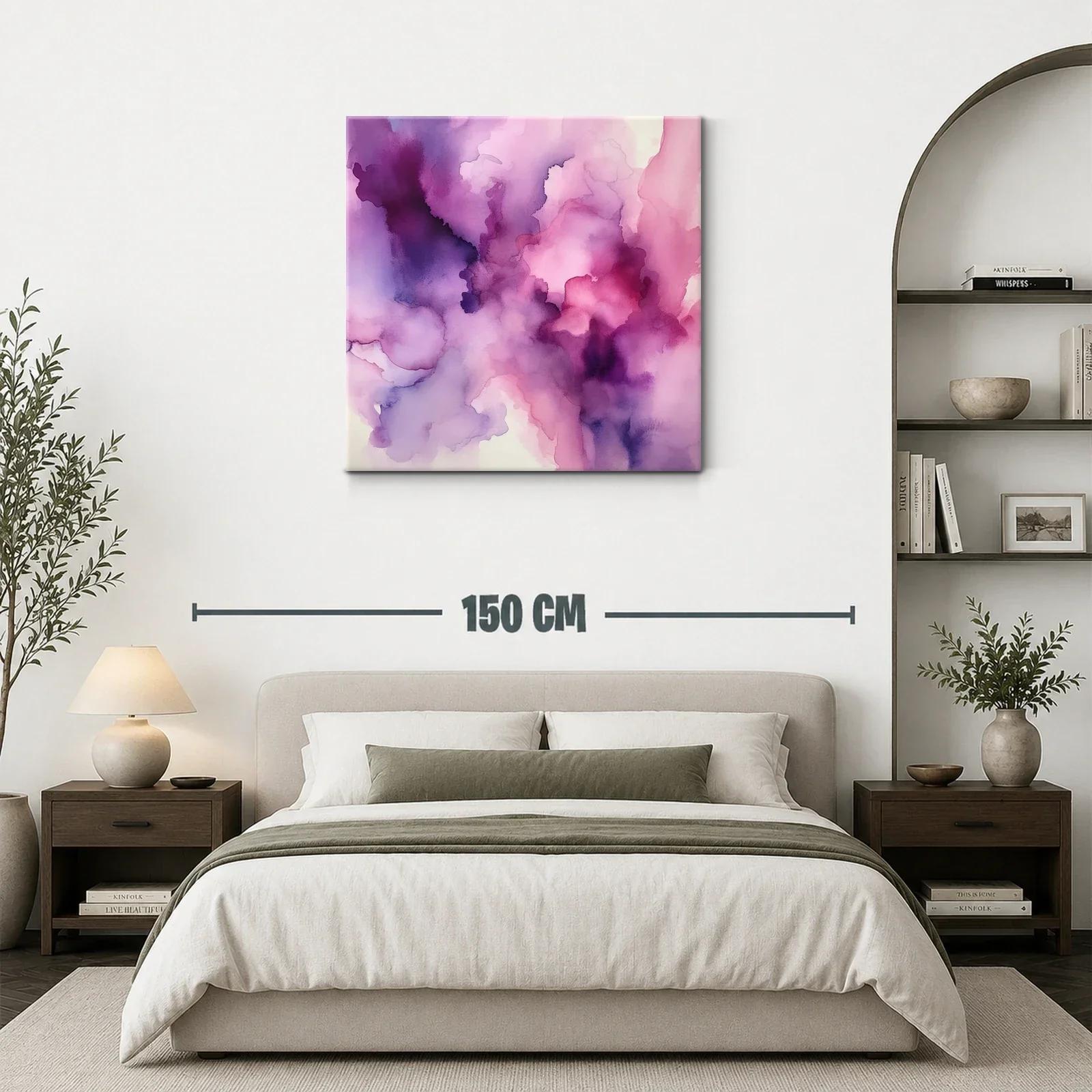 Cuadro abstracto en tonos violetas y rosas suaves — miniatura 3