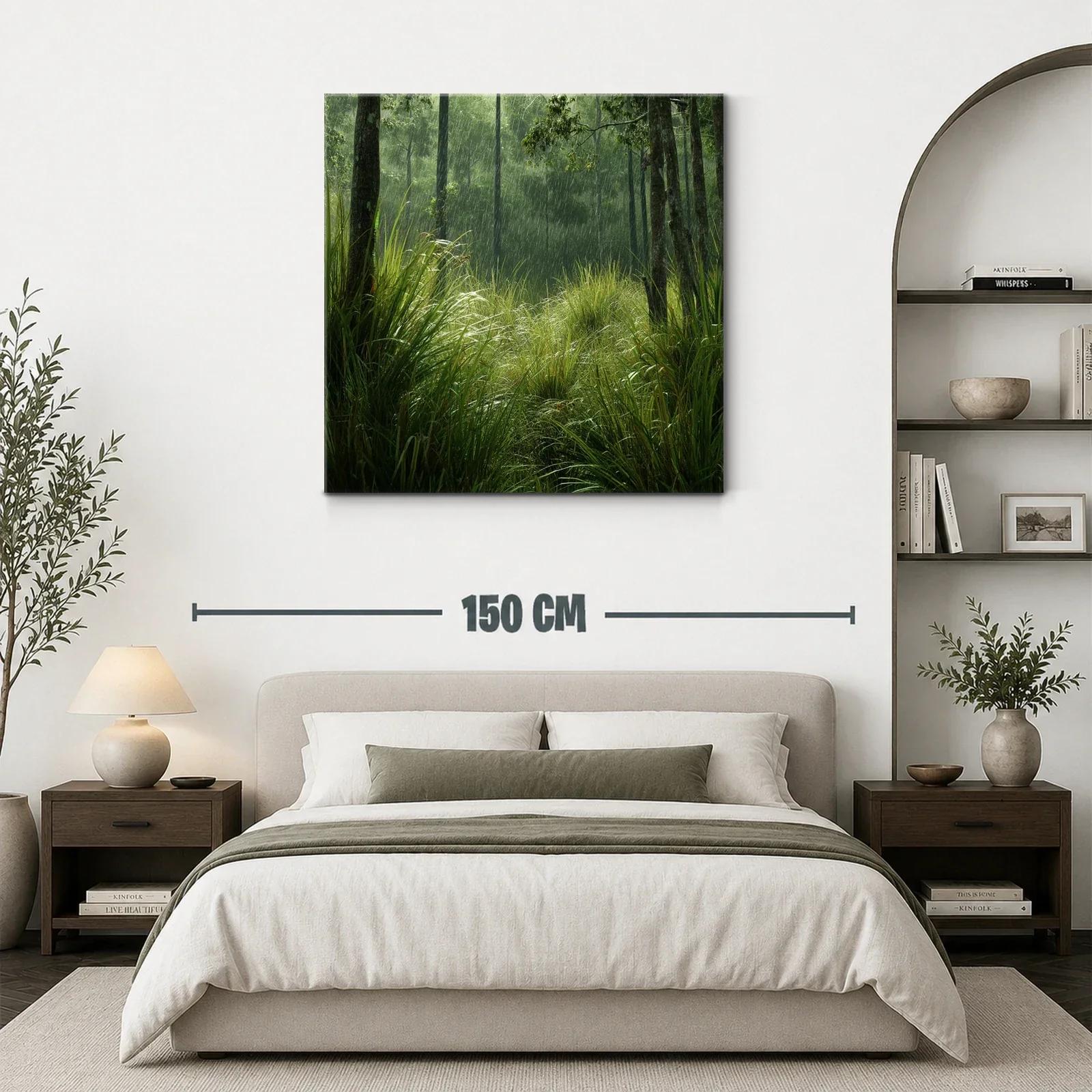 Bosque bajo la lluvia con vegetación luminosa y fresca — miniatura 3