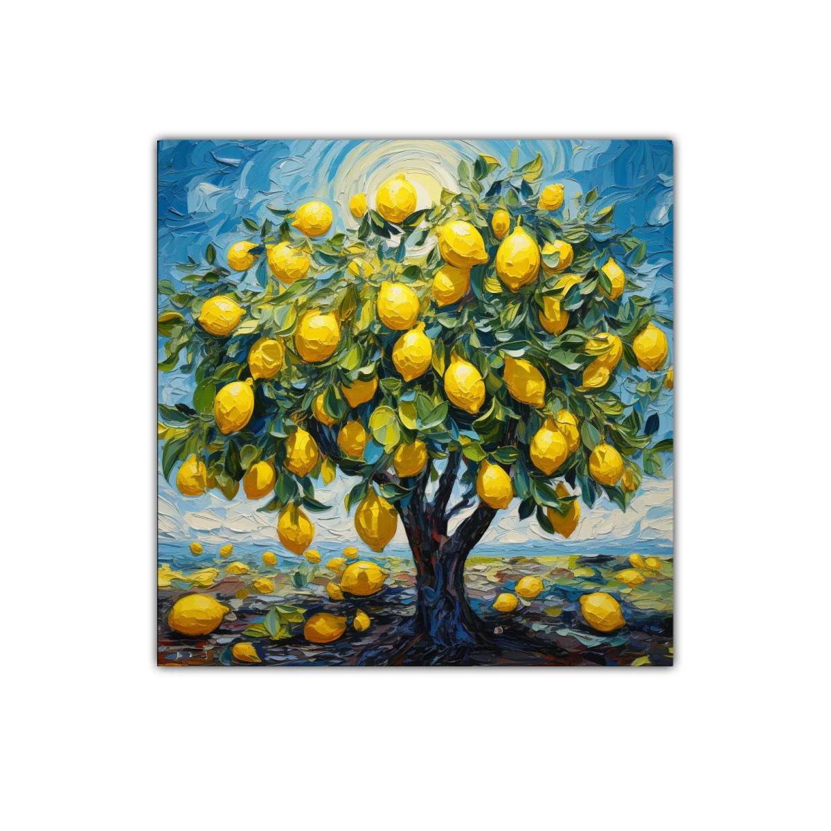 Árbol de limones vibrantes bajo un sol radiante