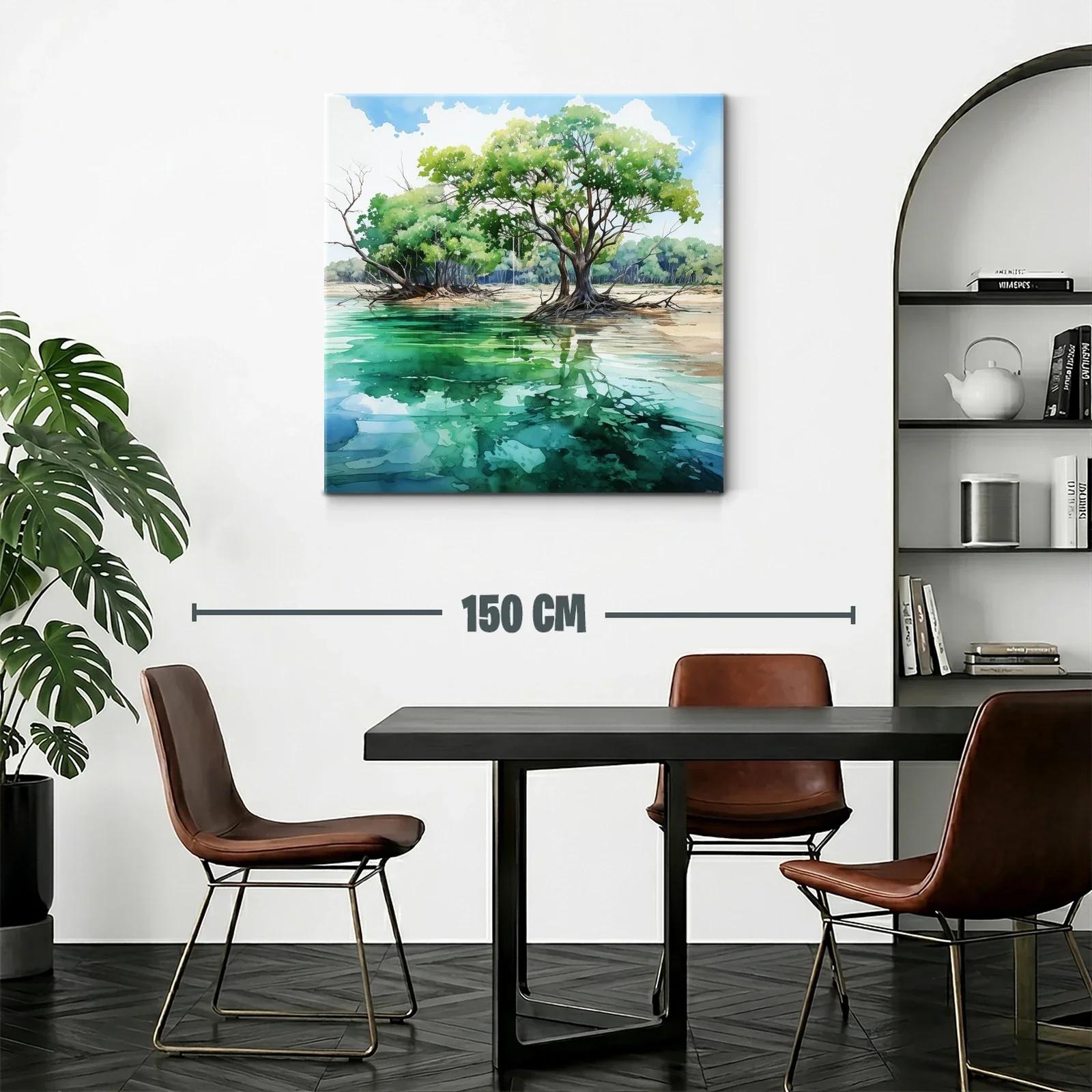 Paisaje natural con árboles reflejados en agua tranquila — miniatura 2