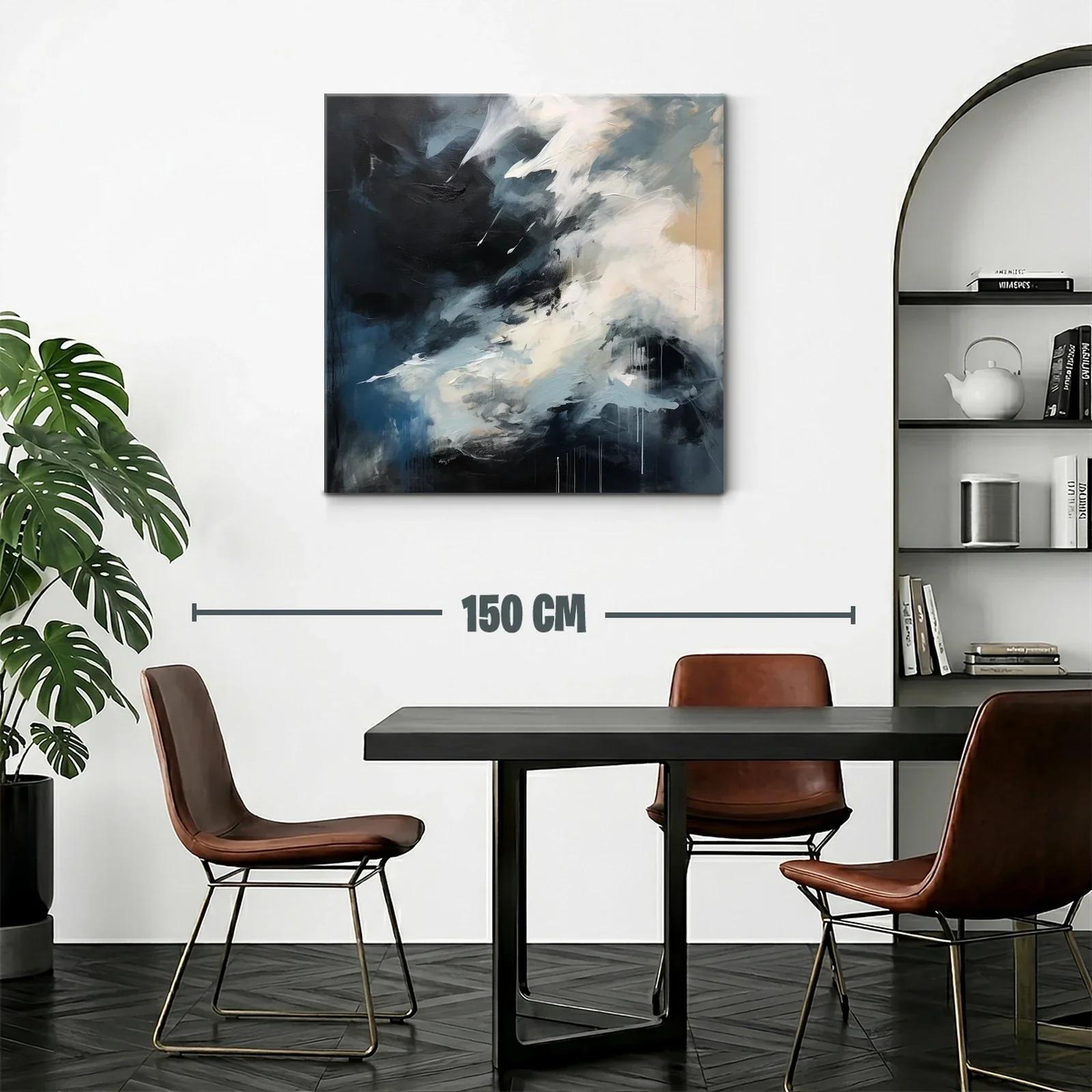 Cuadro abstracto en tonos oscuros y claros para ambientes modernos — miniatura 2