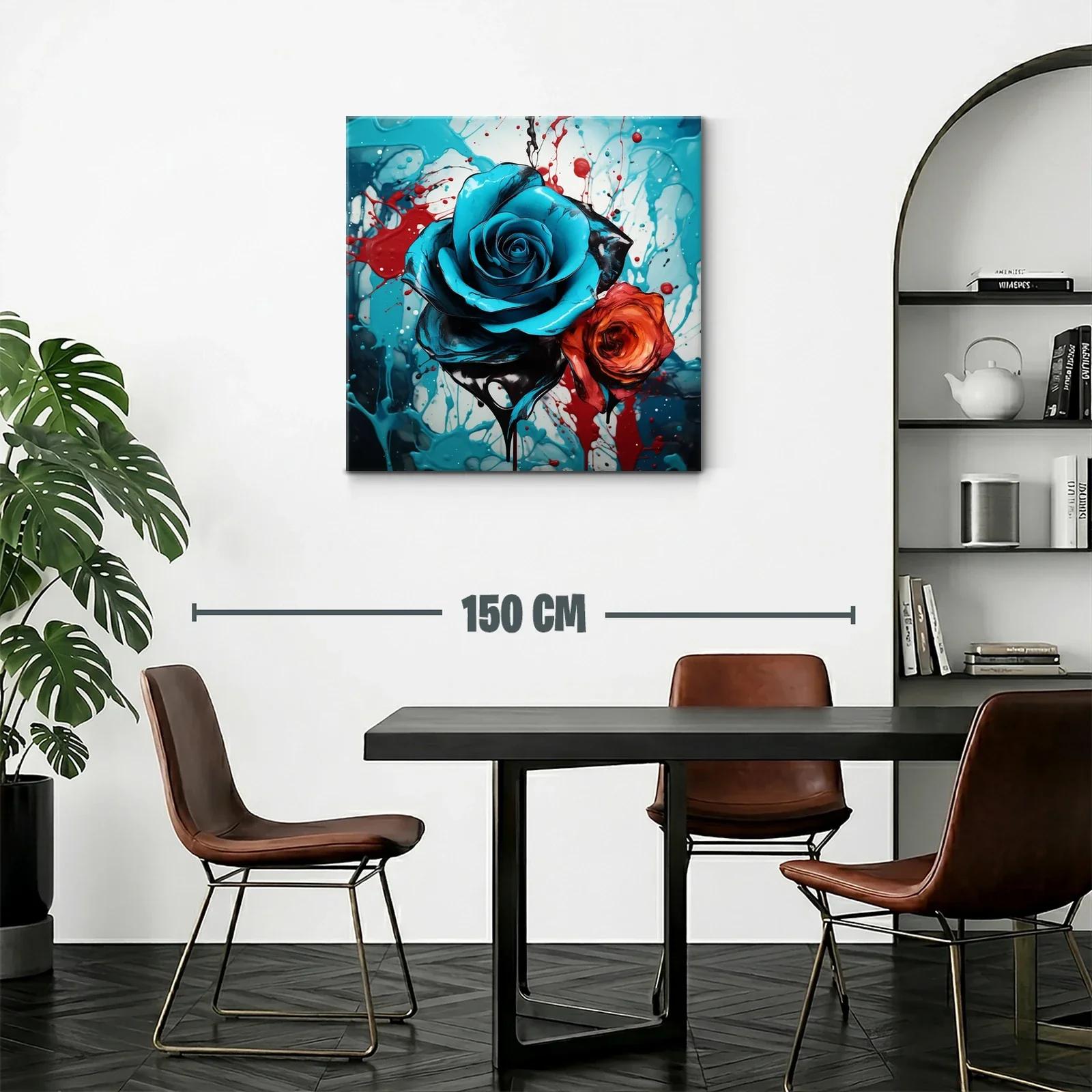 Rosas vibrantes en contraste de azul y rojo — miniatura 2