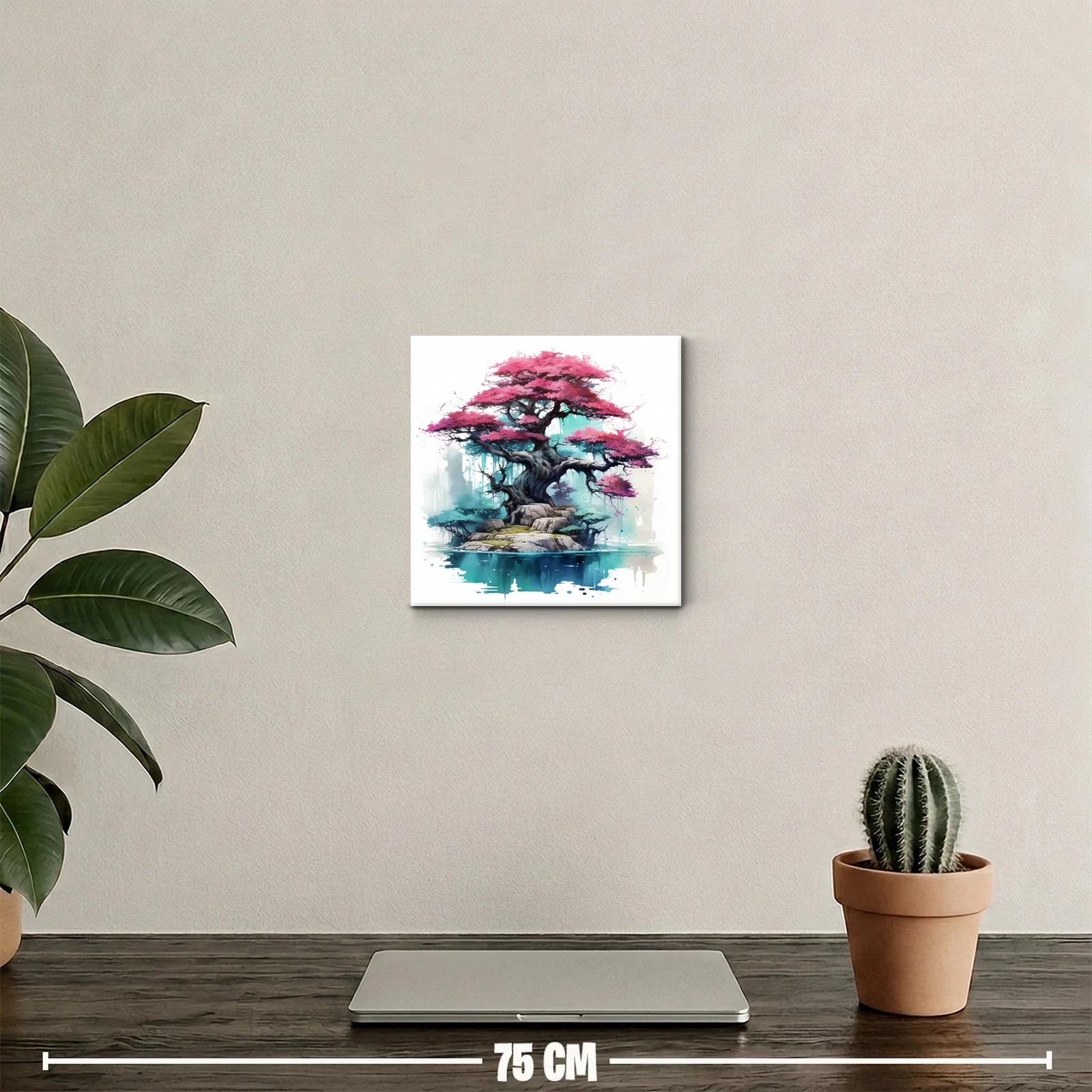 Árbol de sakura sobre isla en oasis sereno y místico — miniatura 2