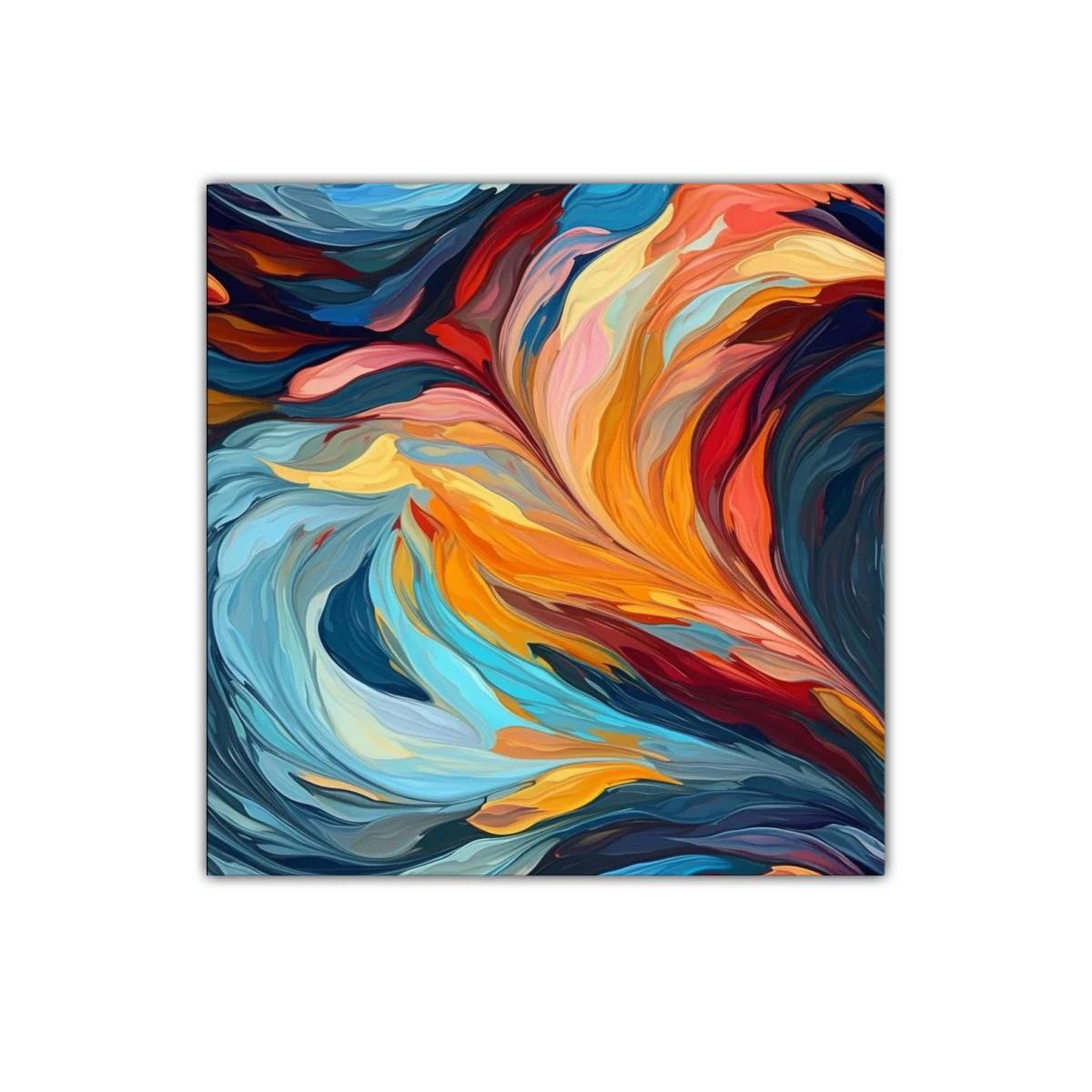 Cuadro decorativo con vibrantes formas fluidas en tonos cálidos y fríos — imagen principal