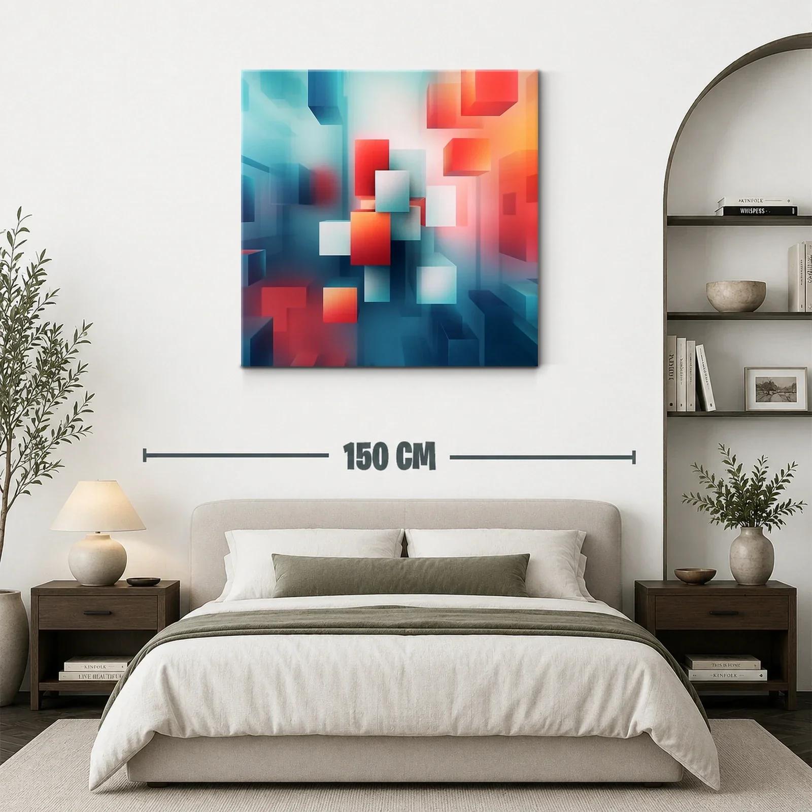 Composición Abstracta con Cubos en Tonos Azul y Rojo — miniatura 3