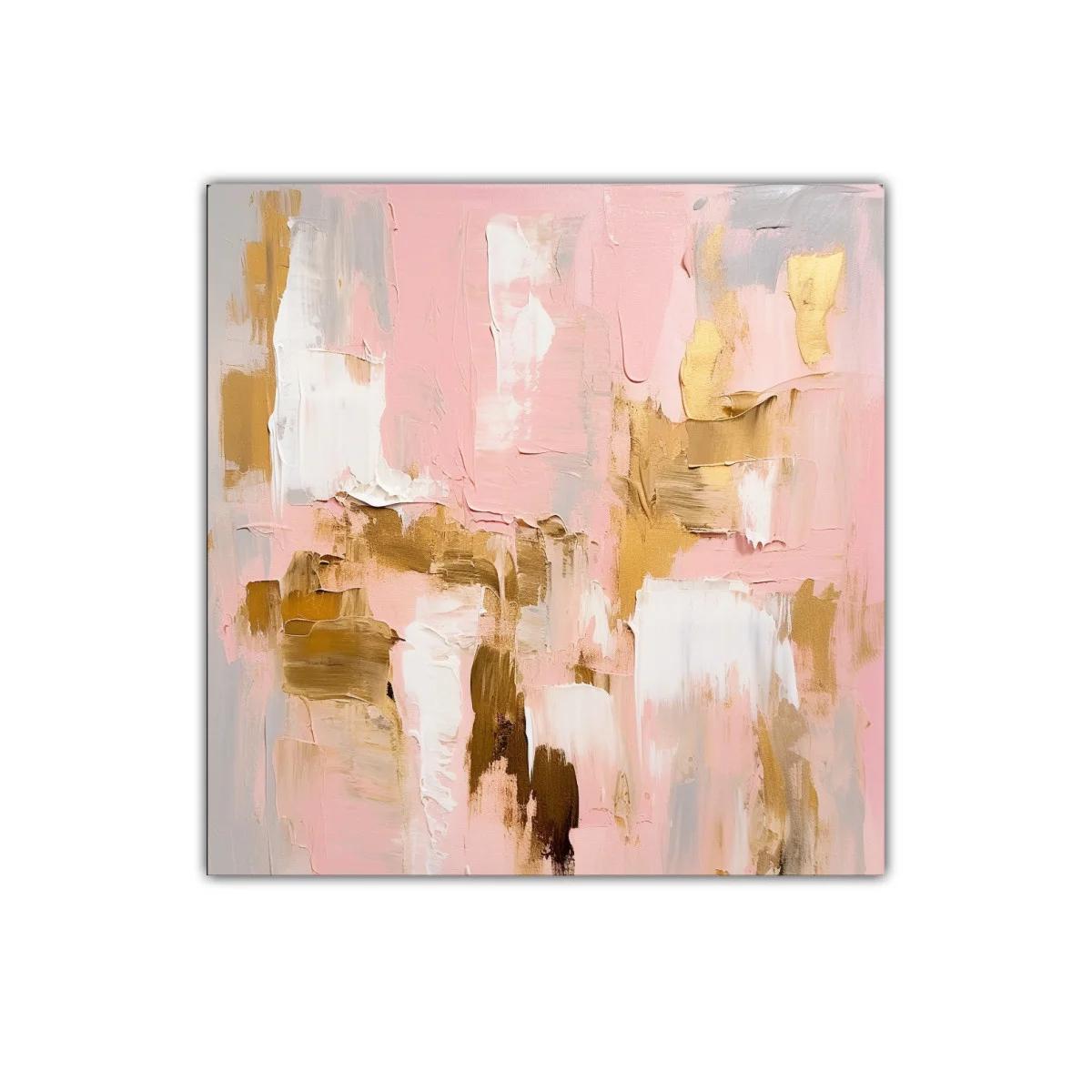 Arte abstracto en tonos rosa y dorado para un ambiente elegante
