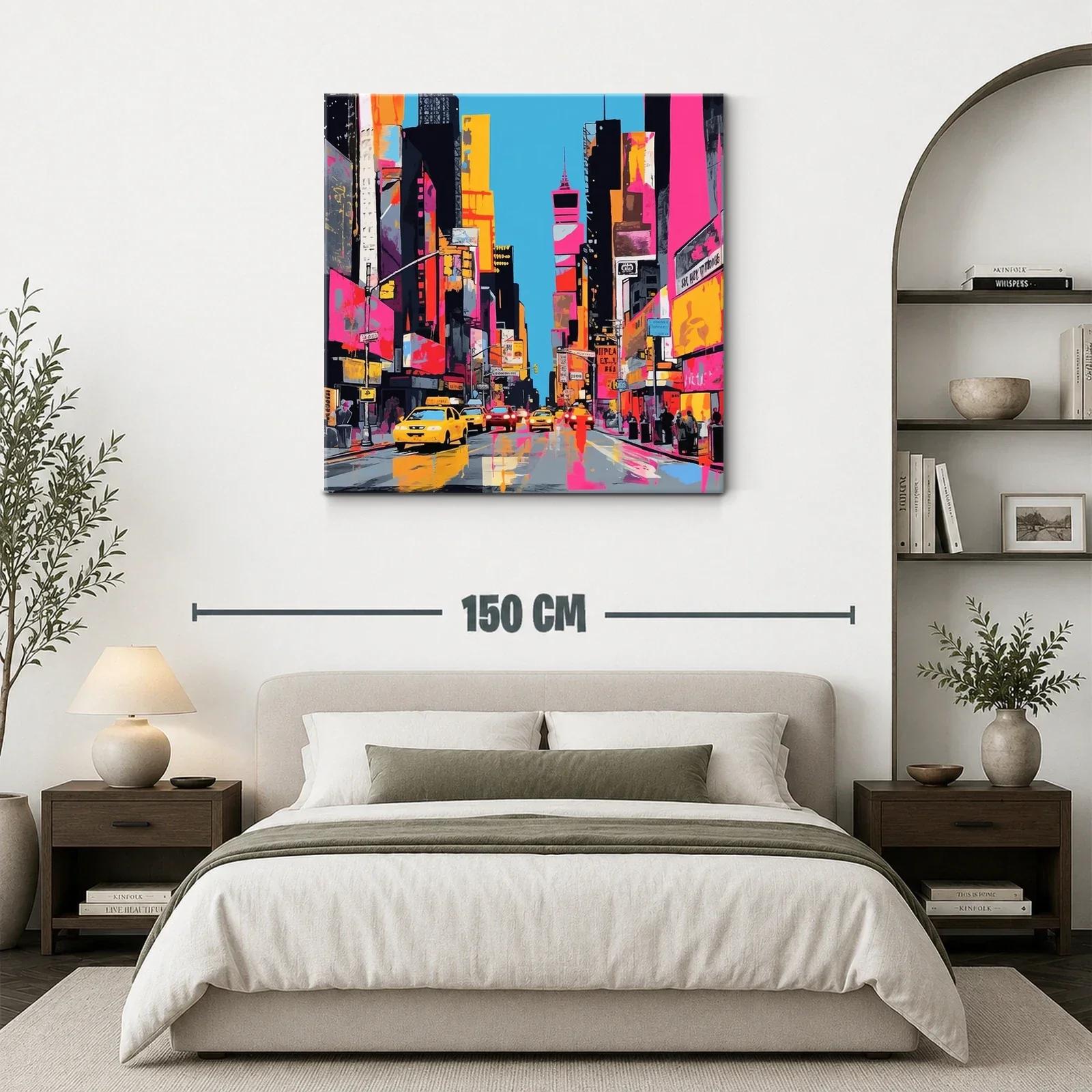 Atardecer urbano con vibrantes luces y taxis amarillos — miniatura 3