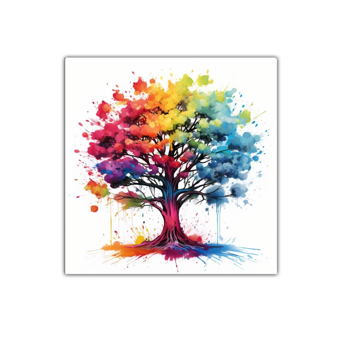 Árbol vibrante con explosión de colores intensos