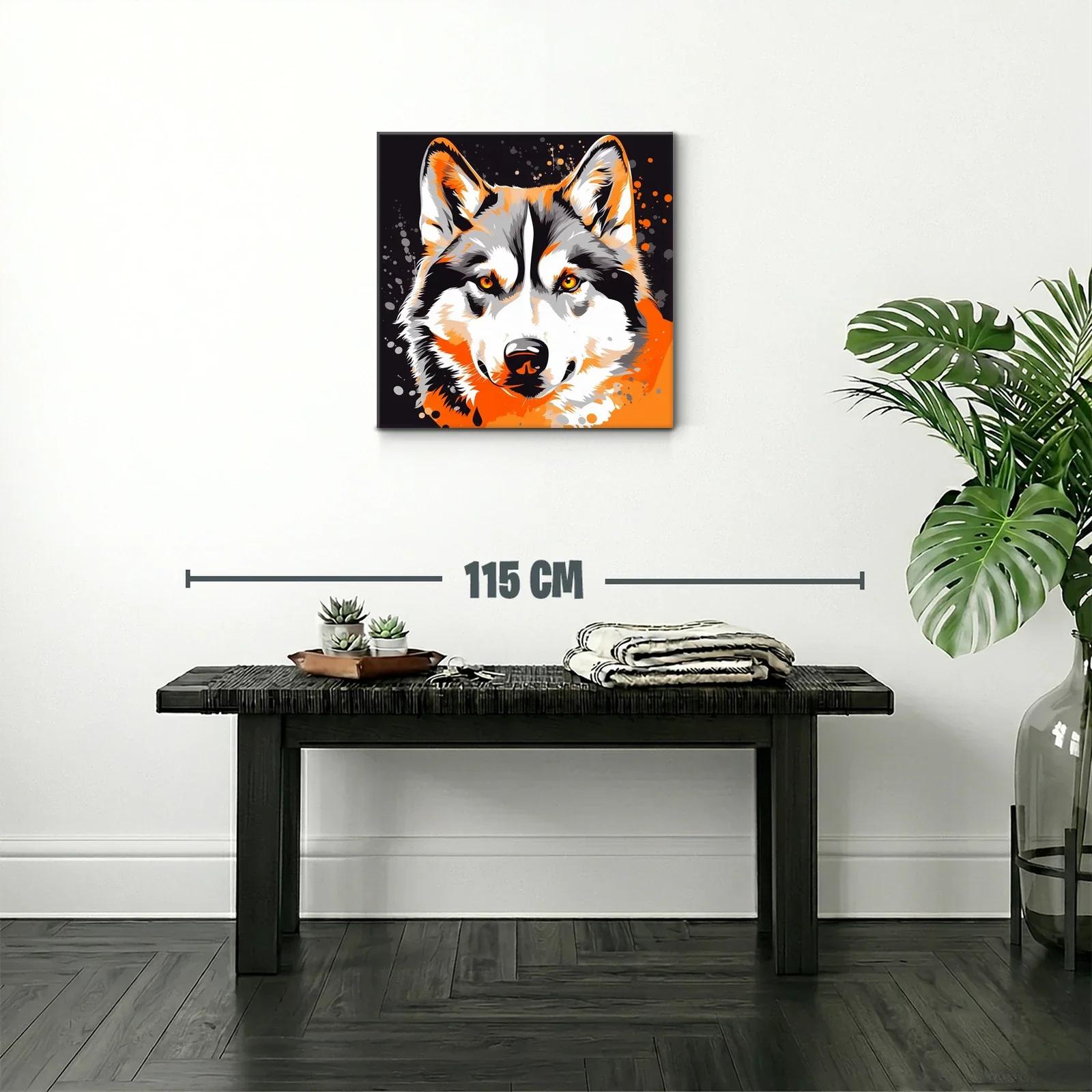 Retrato vibrante de lobo con tonos cálidos y energía dinámica — miniatura 2